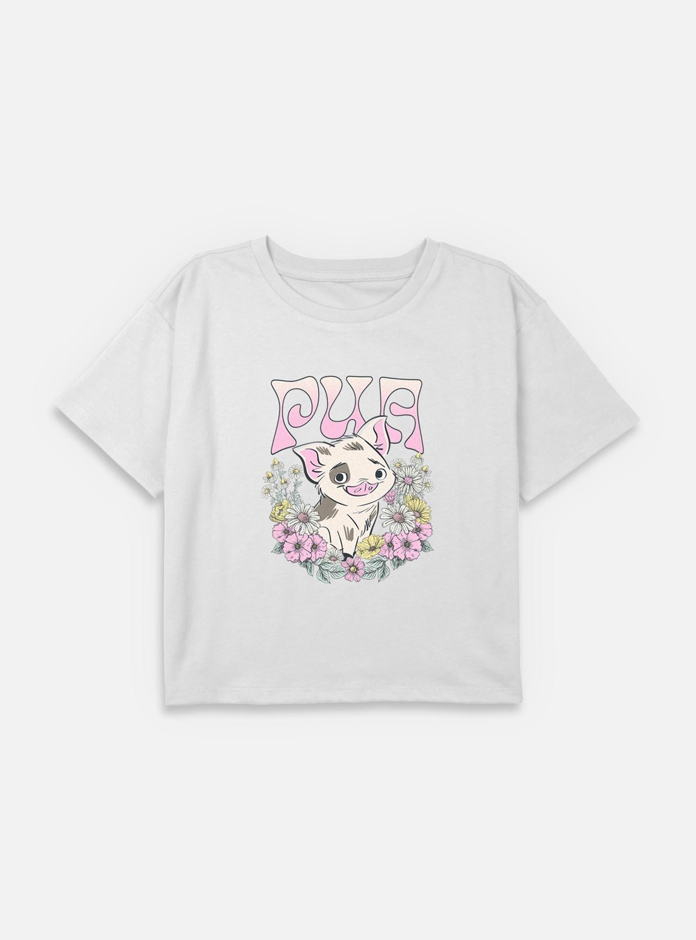 Disney Moana Pua Floral Wreath Youth Girls Boxy Crop T-Shirt, , hi-res