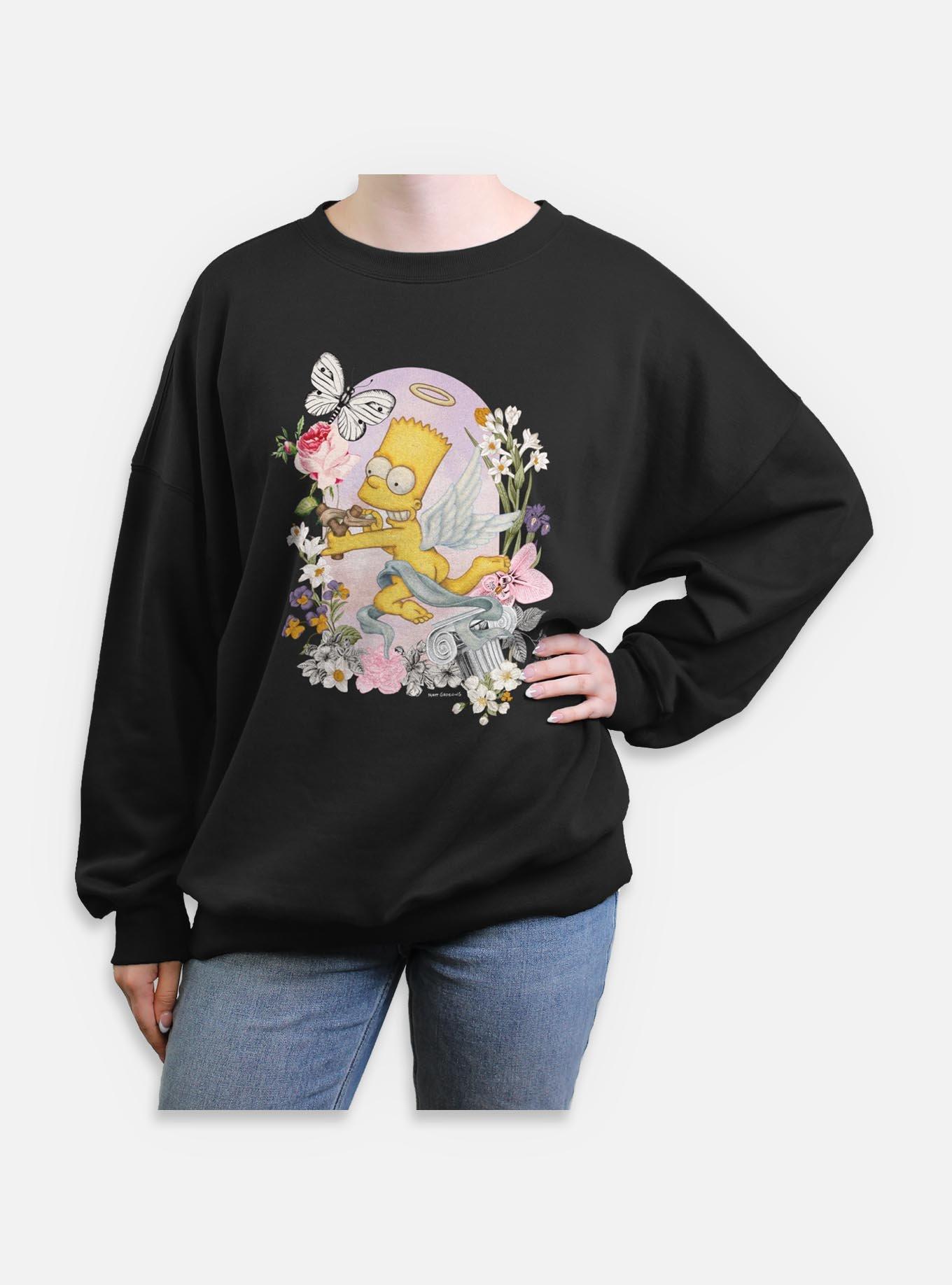 The Simpsons Cherub Bart Floral Spring Womens Oversized Sweatshirt, , hi-res
