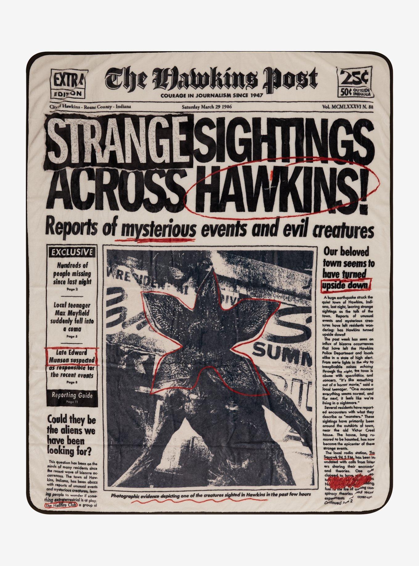 Stranger Things Hawkins Post Newspaper Throw — BoxLunch Exclusive, , hi-res