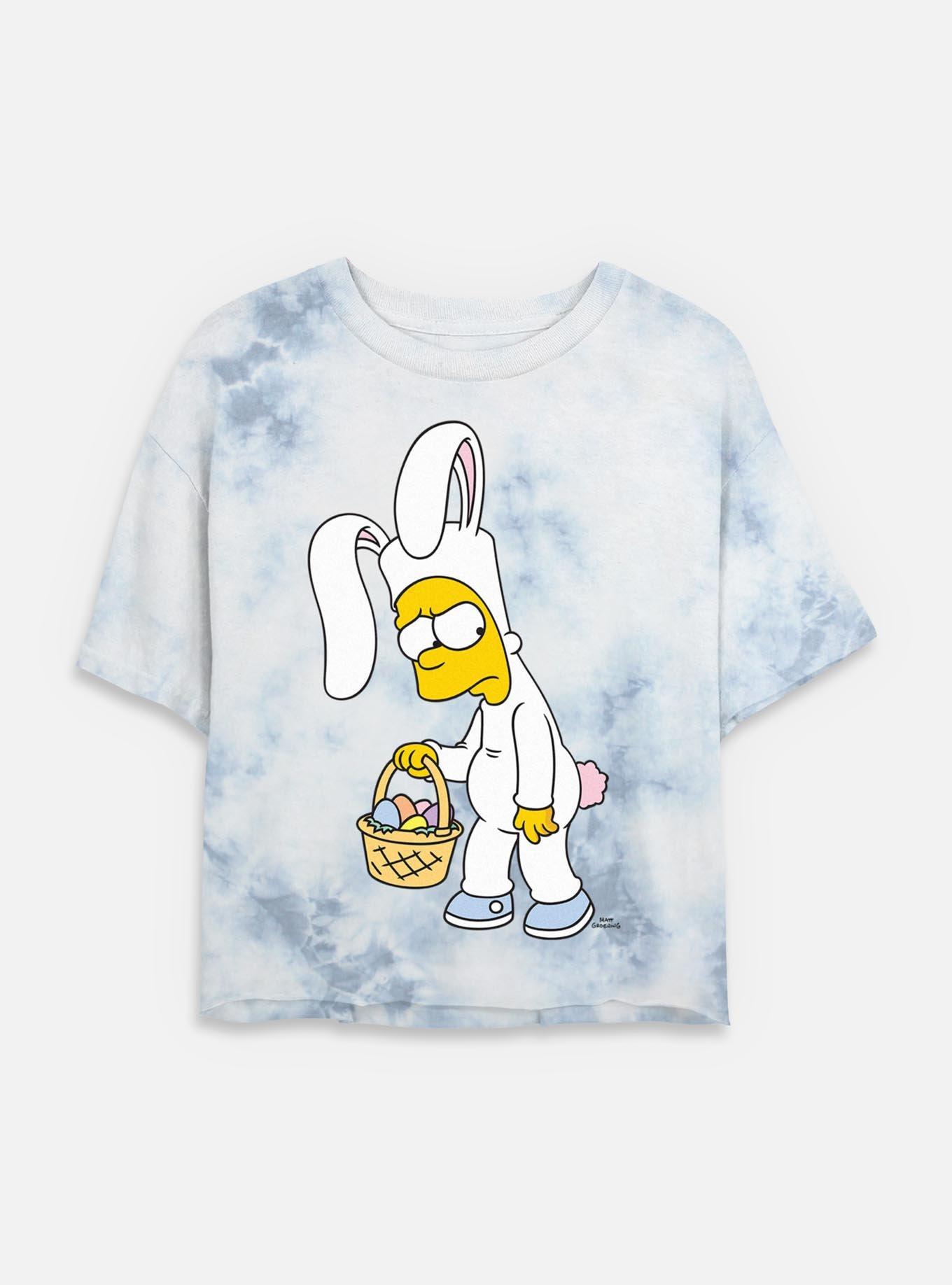 The Simpsons Bunny Bart Tie Dye Crop Womens T-Shirt, WHITEBLUE, hi-res