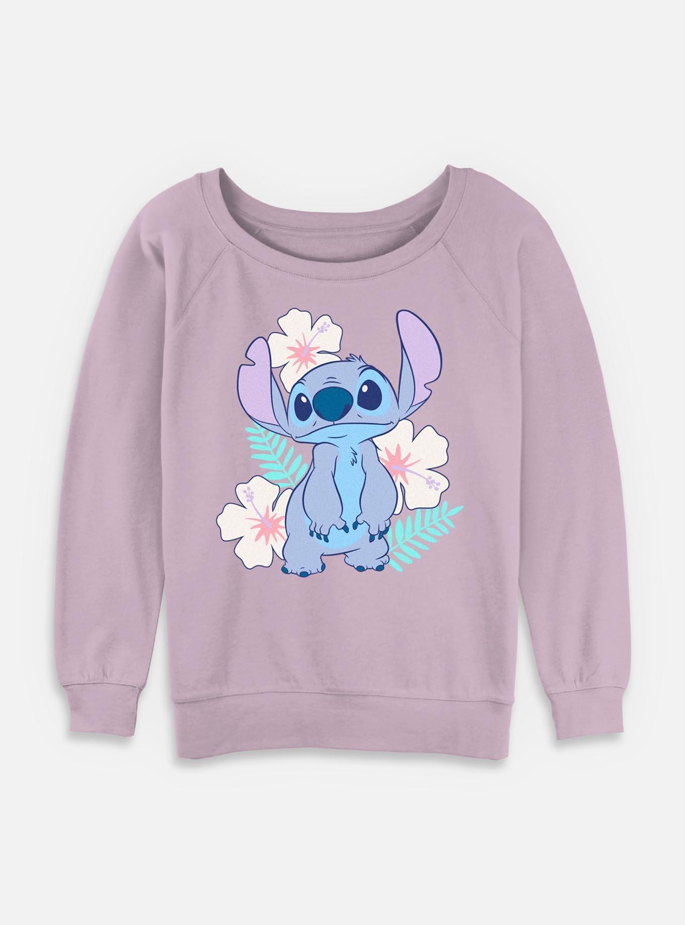 Disney Lilo & Stitch Stitch Flower Set Womens Slouchy Sweatshirt, , hi-res