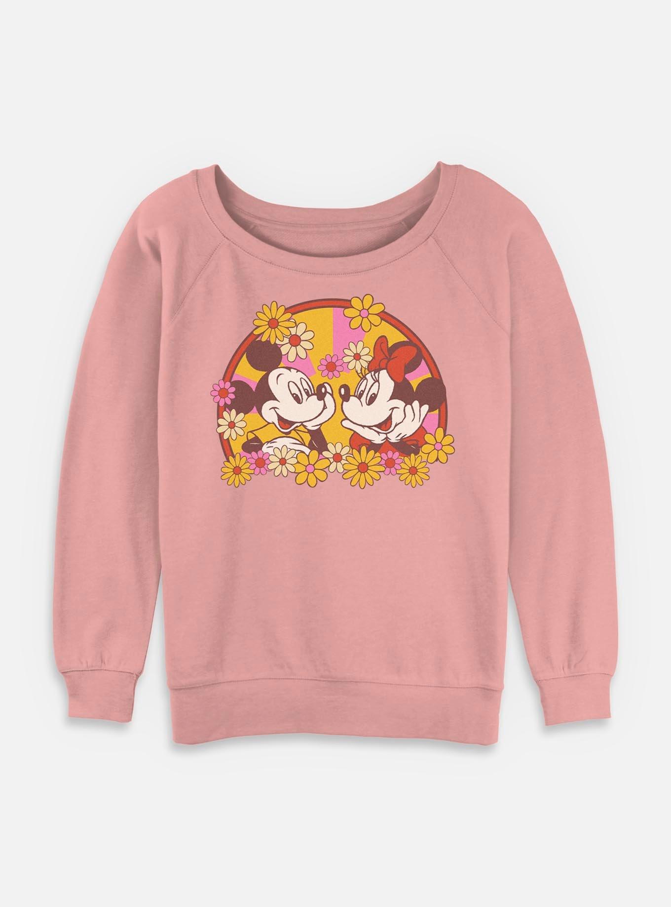 Disney Mickey Mouse Love Bloom Womens Slouchy Sweatshirt, DESERTPNK, hi-res