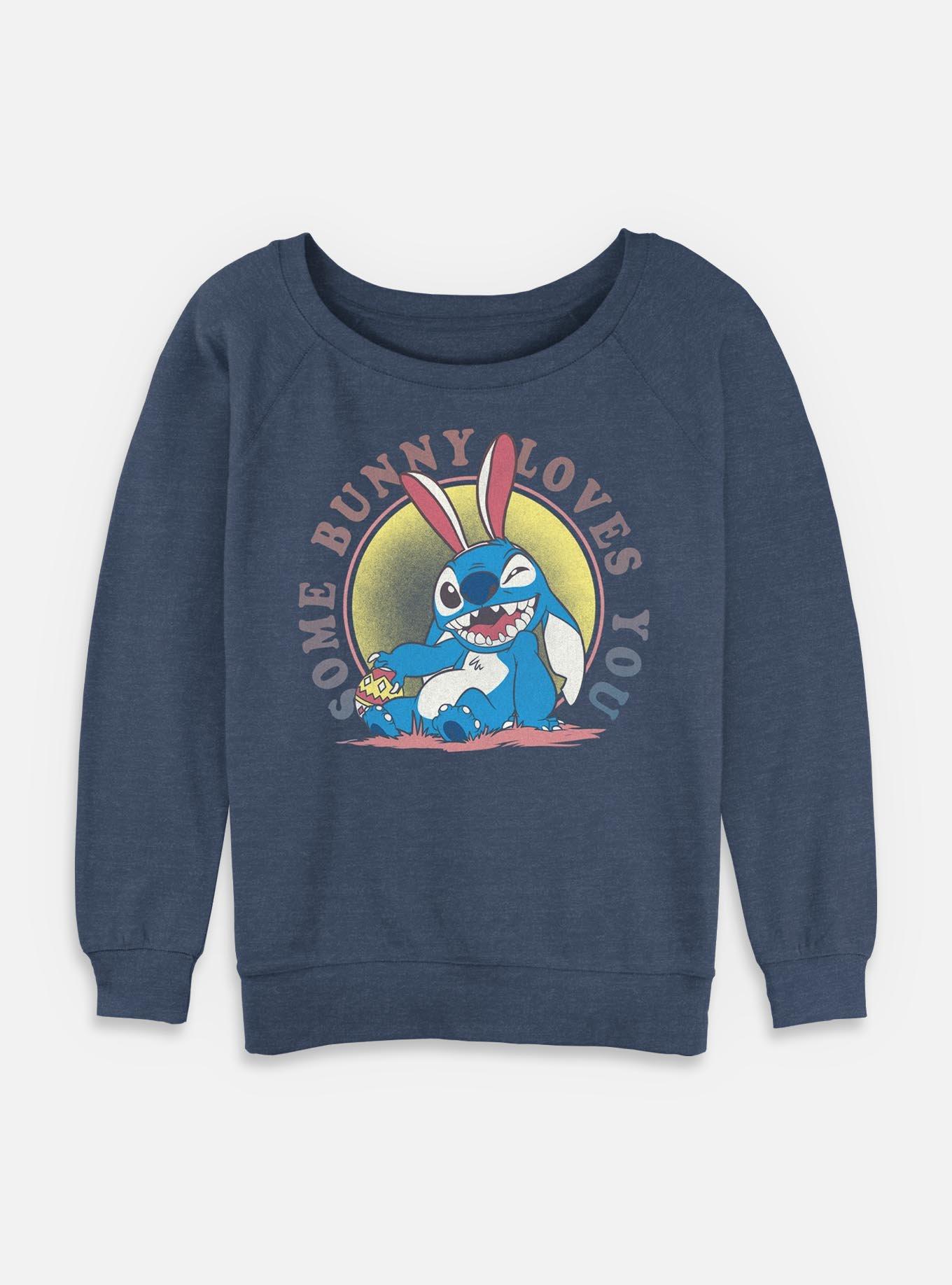 Disney Lilo & Stitch Some Bunny Loves You Womens Slouchy Sweatshirt, BLUEHTR, hi-res