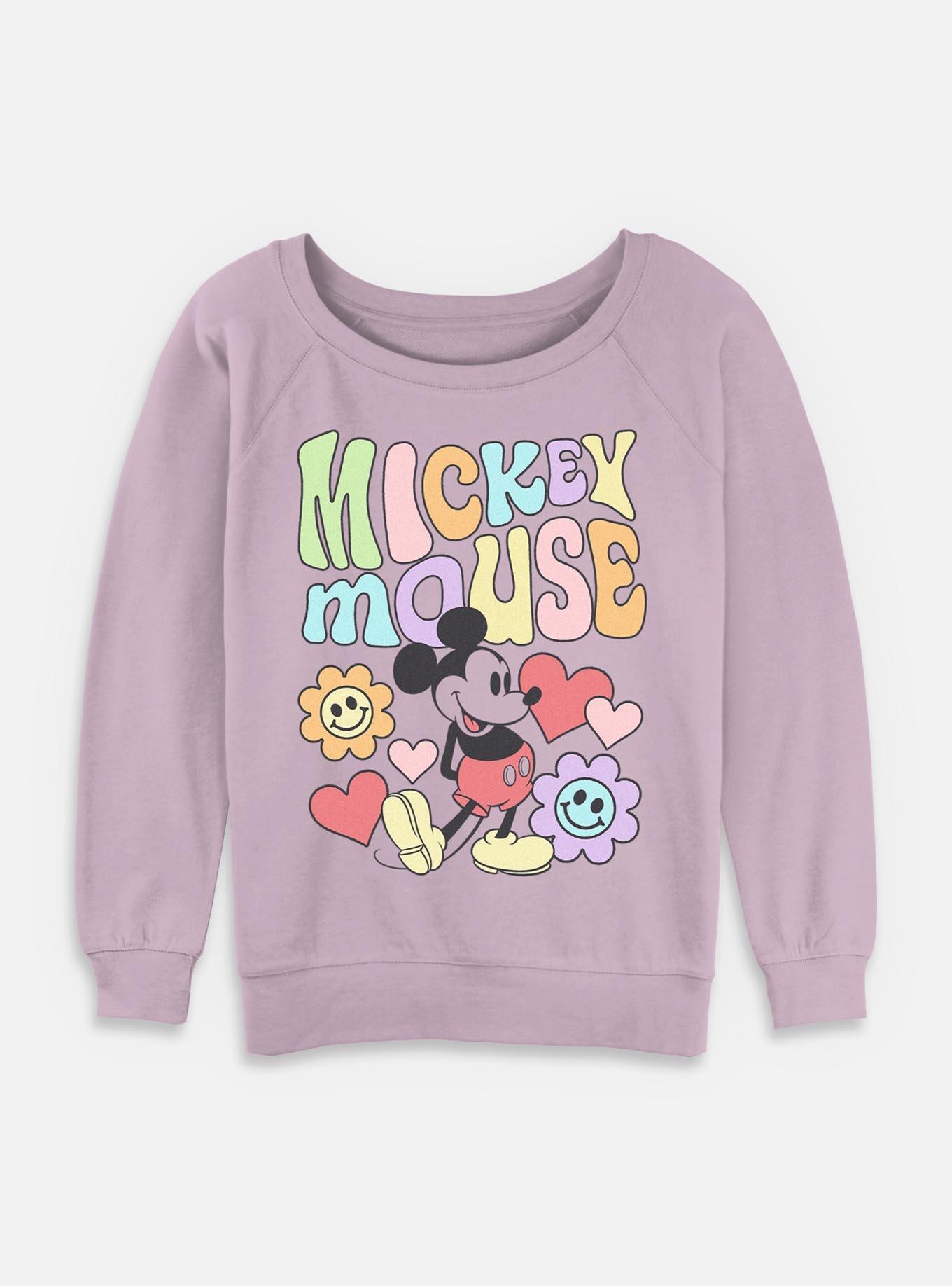 Disney Mickey Mouse Flower Faces Womens Slouchy Sweatshirt, , hi-res