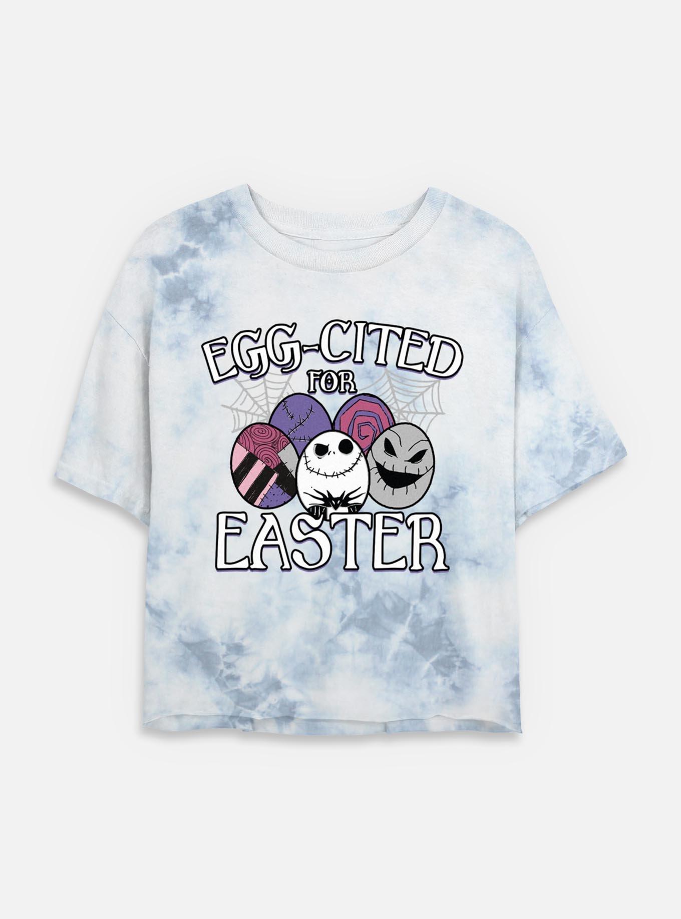 The Nightmare Before Christmas Egg-Cited For Easter Tie Dye Crop Womens T-Shirt, WHITEBLUE, hi-res