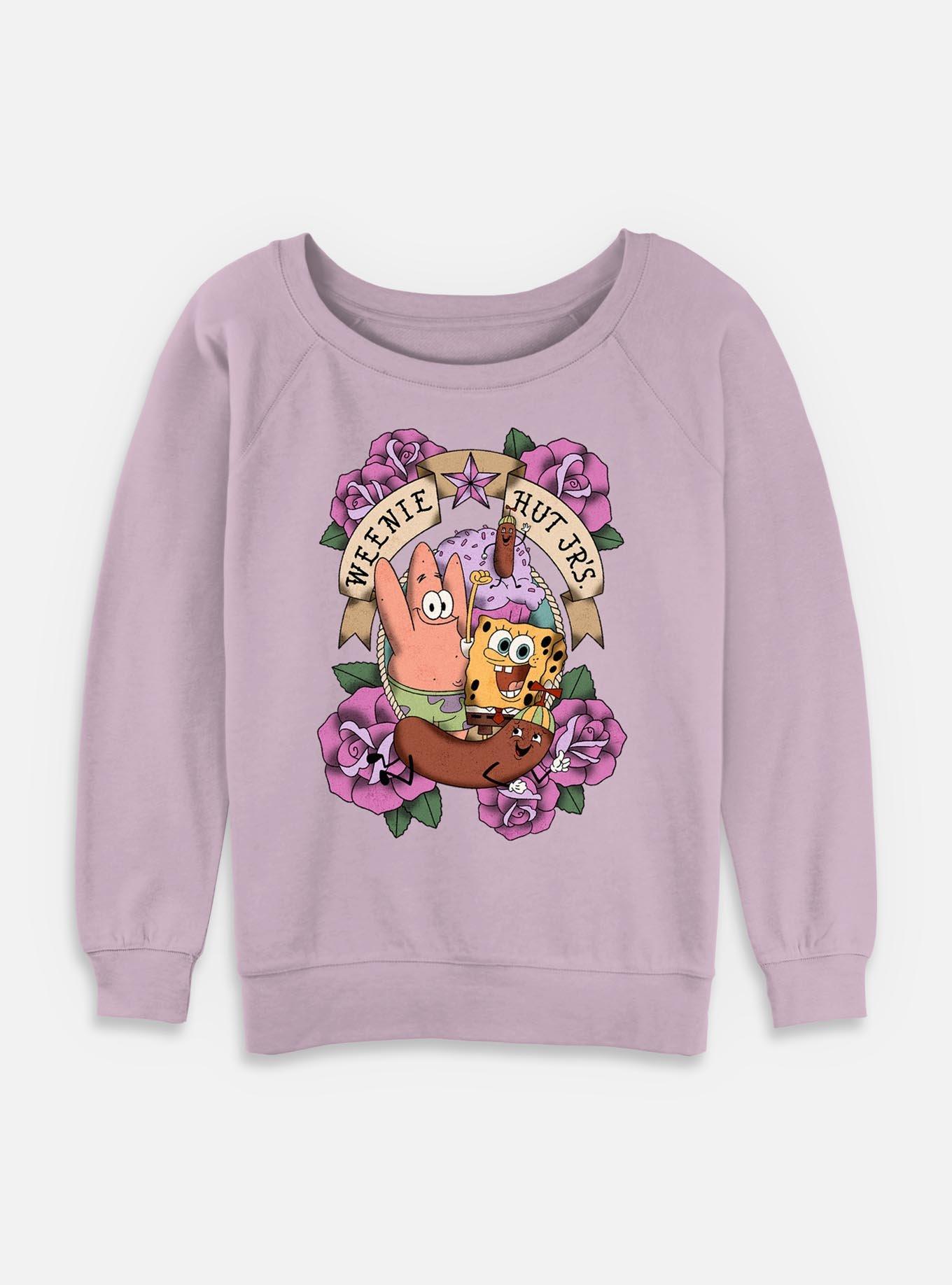 Spongebob Squarepants Weenie Hut Sailor Flowers Womens Slouchy Sweatshirt, , hi-res