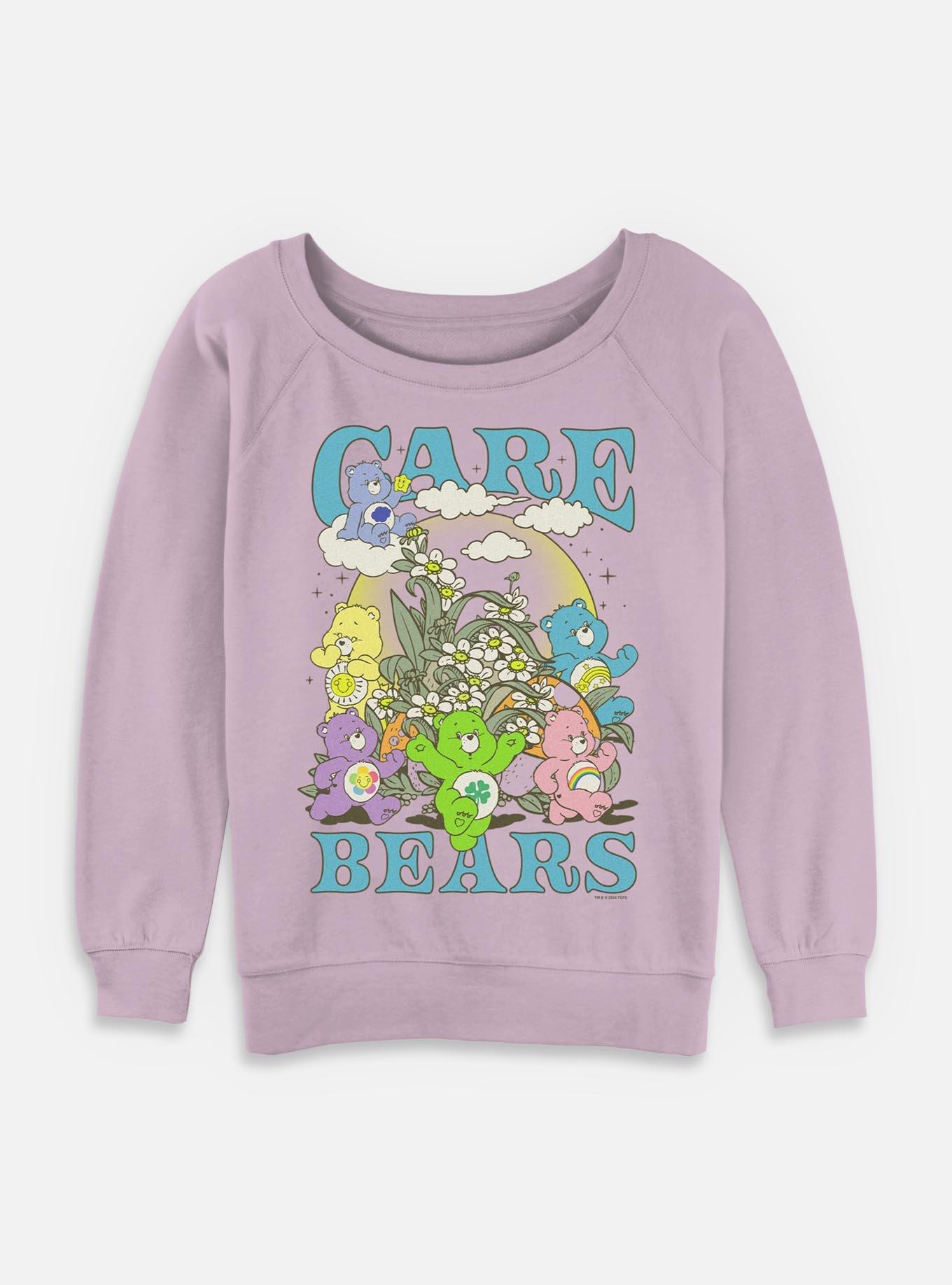 Care Bears Retro Bears Floral Womens Slouchy Sweatshirt, LAVENDER, hi-res