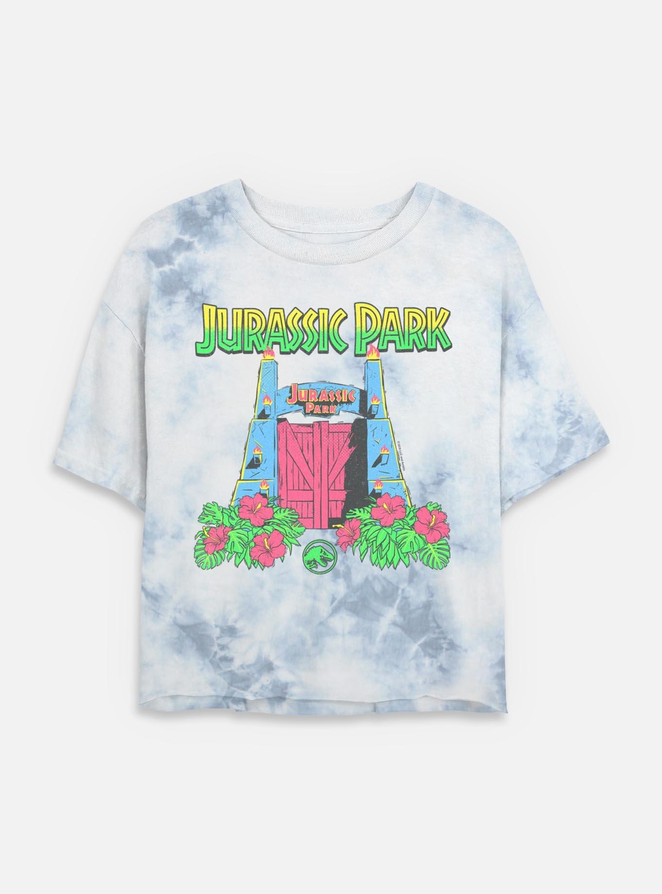 Jurassic Park Raptor Pumpkin Hatch Girls T-Shirt Plus Size Tropical Gate Tie Dye Crop Womens T-Shirt, WHITEBLUE, hi-res