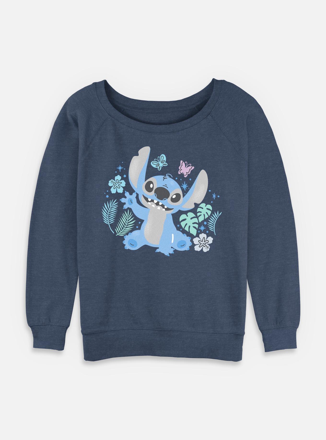 Disney Lilo & Stitch Spring Stitch Womens Slouchy Sweatshirt, BLUEHTR, hi-res