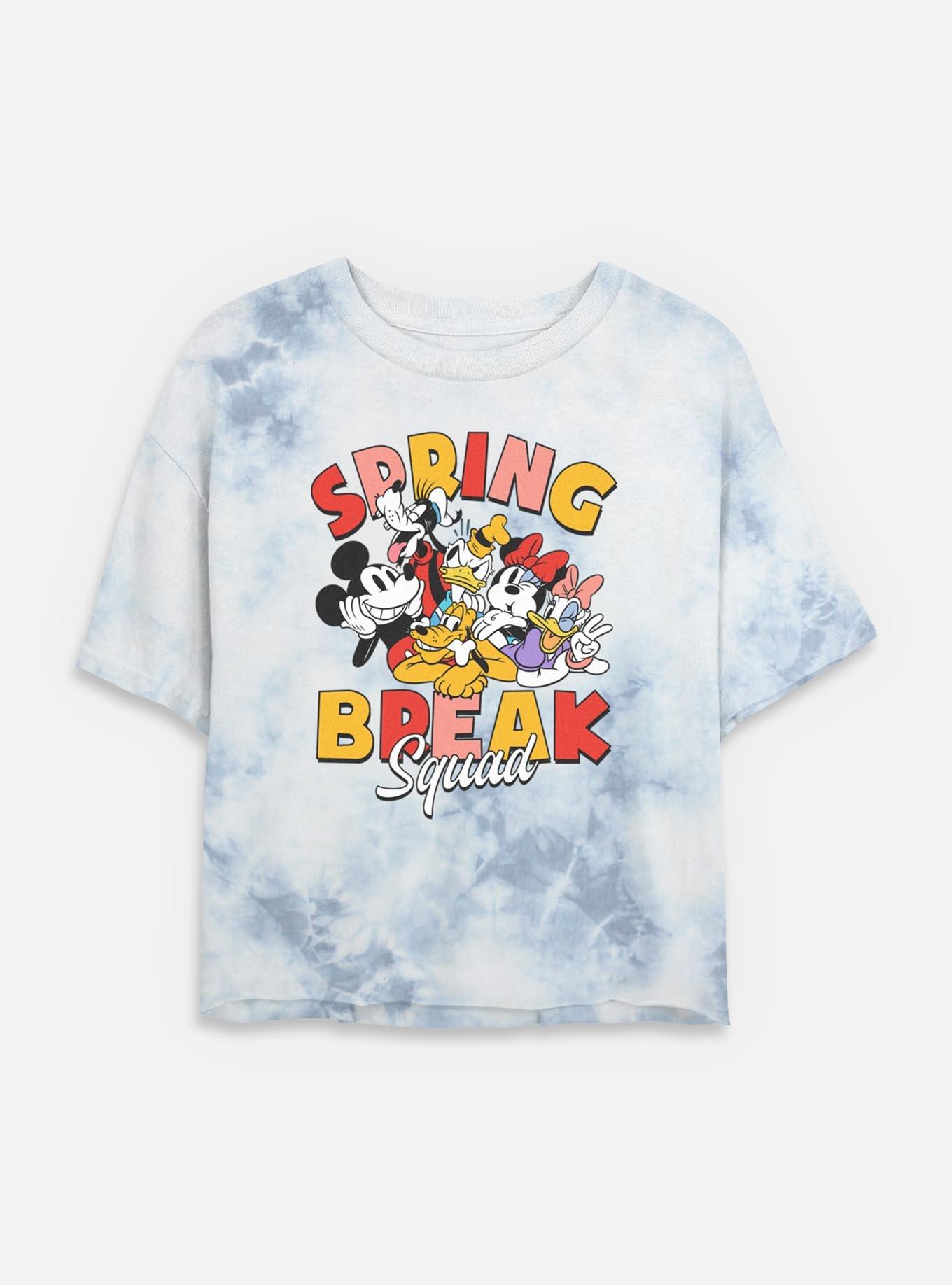 Disney Mickey Mouse Spring Break Squad Tie Dye Crop Womens T-Shirt, WHITEBLUE, hi-res