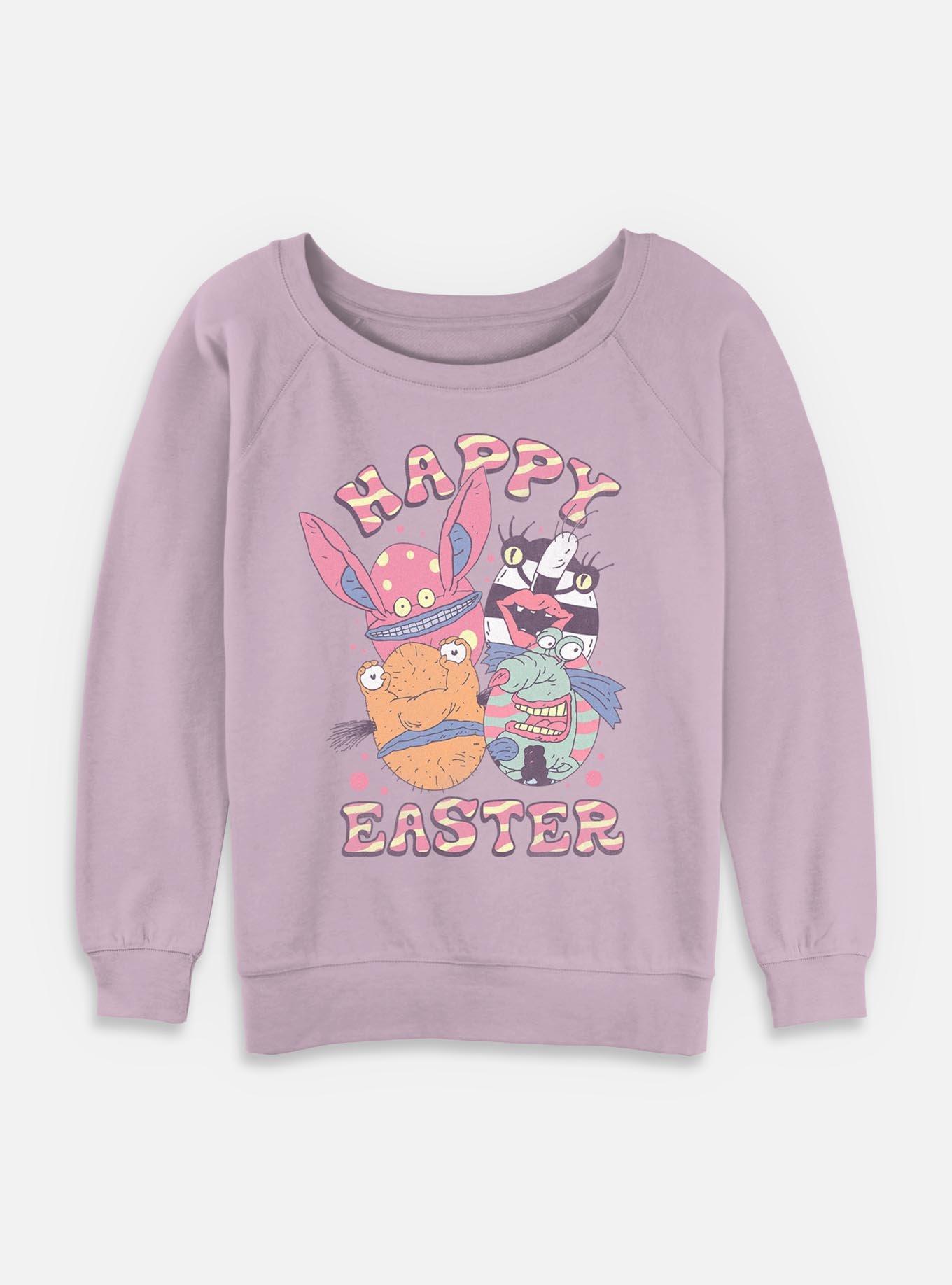 Nickelodeon Real Monsters Girls T-Shirt Plus Size Happy Easter Monsters Womens Slouchy Sweatshirt, LAVENDER, hi-res