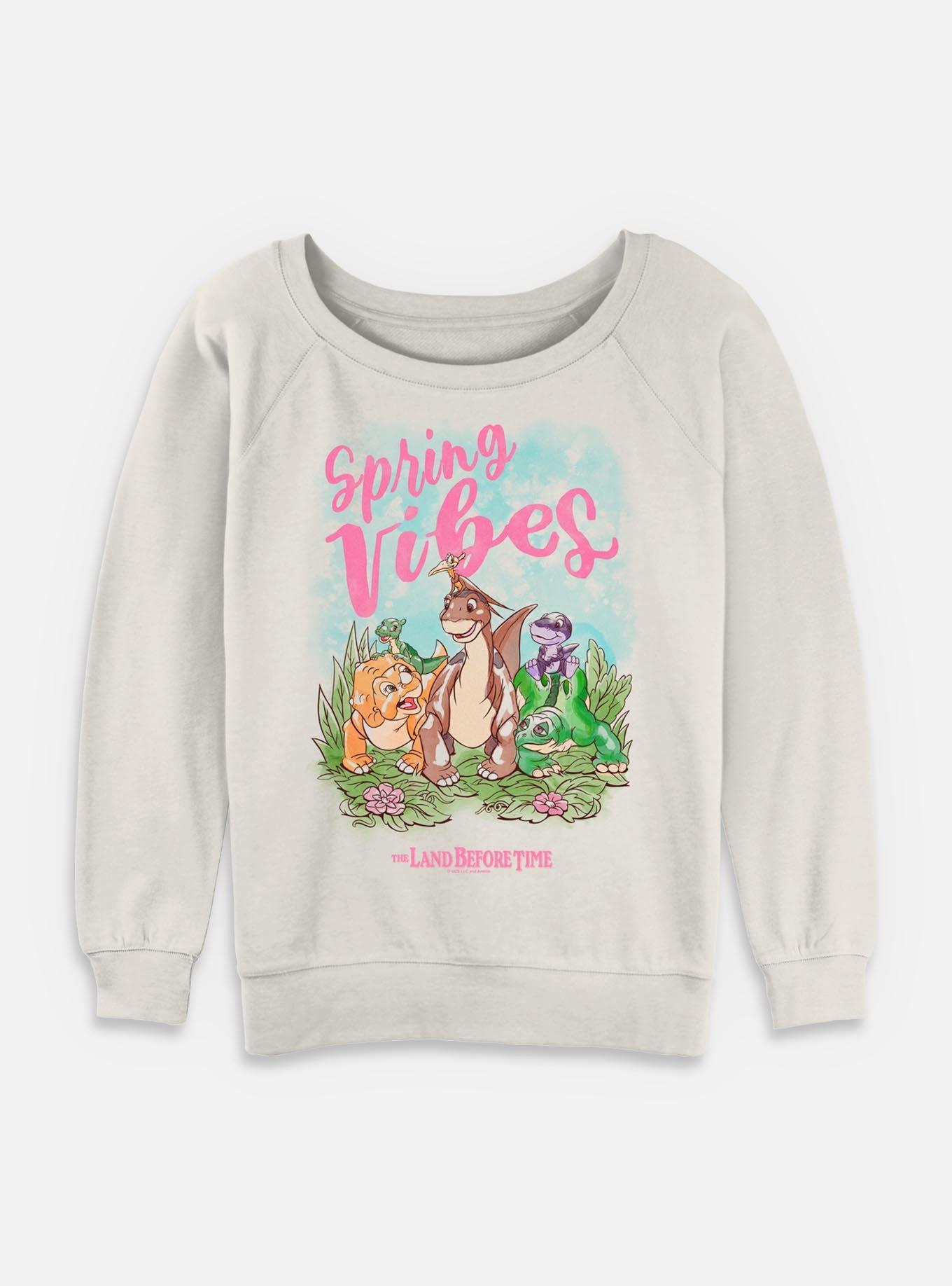 The Land Before Time Sunset Silhouette Girls T-Shirt Plus Size Spring Vibes Dinos Womens Slouchy Sweatshirt, EGRET, hi-res