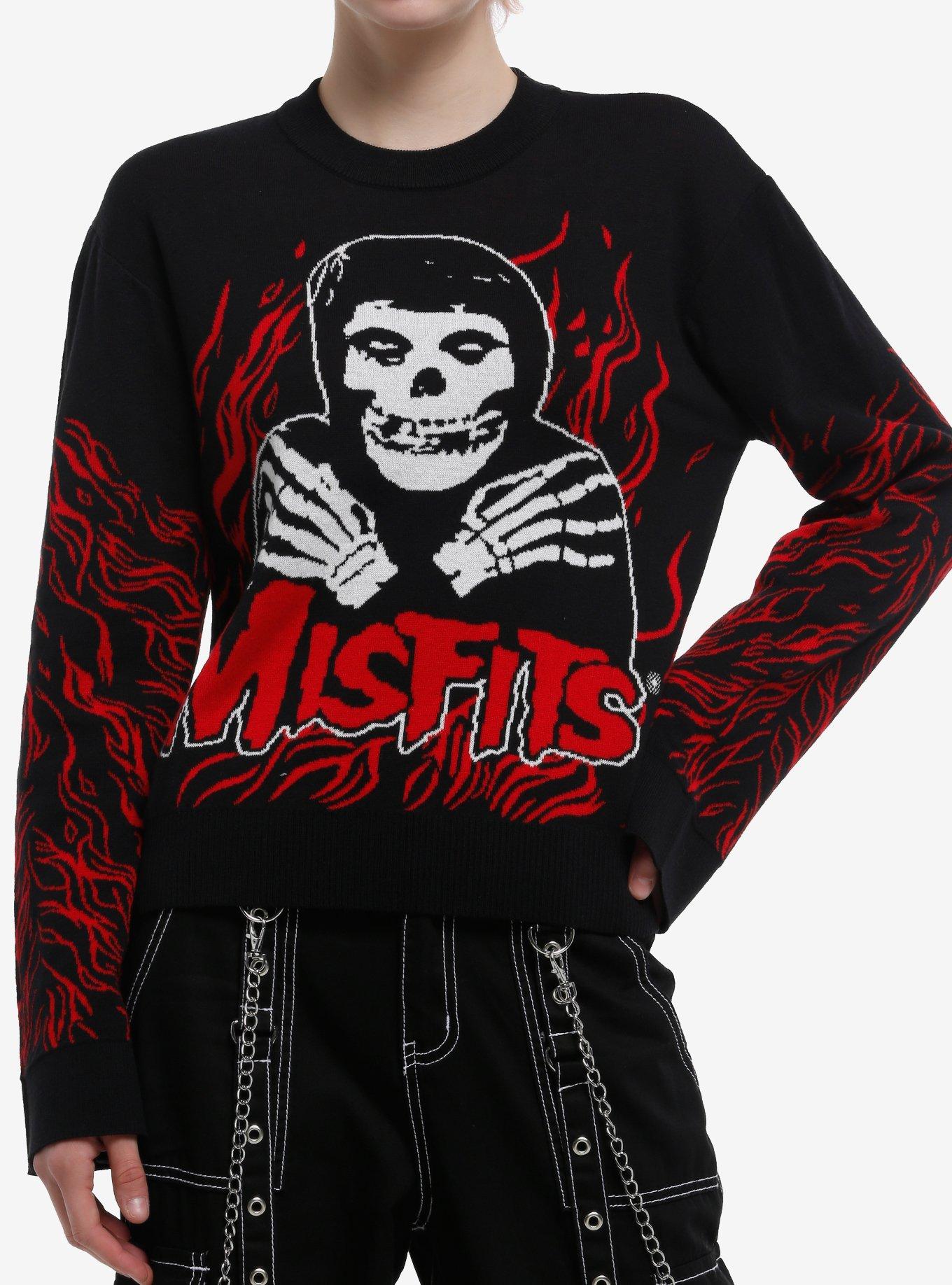 Misfits Crimson Ghost Flames Bell-Sleeve Girls Sweater, , hi-res