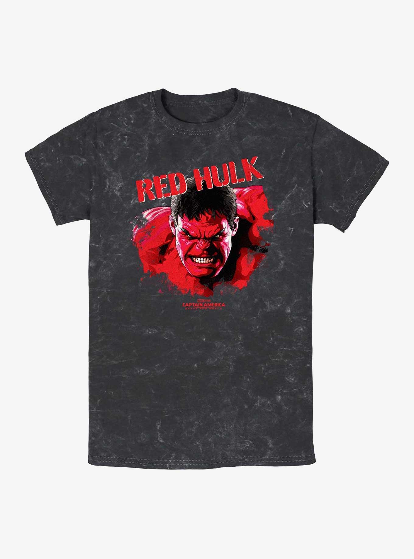 Captain America: Brave New World Red Hulk Bust Mineral Wash T-Shirt, BLACK, hi-res