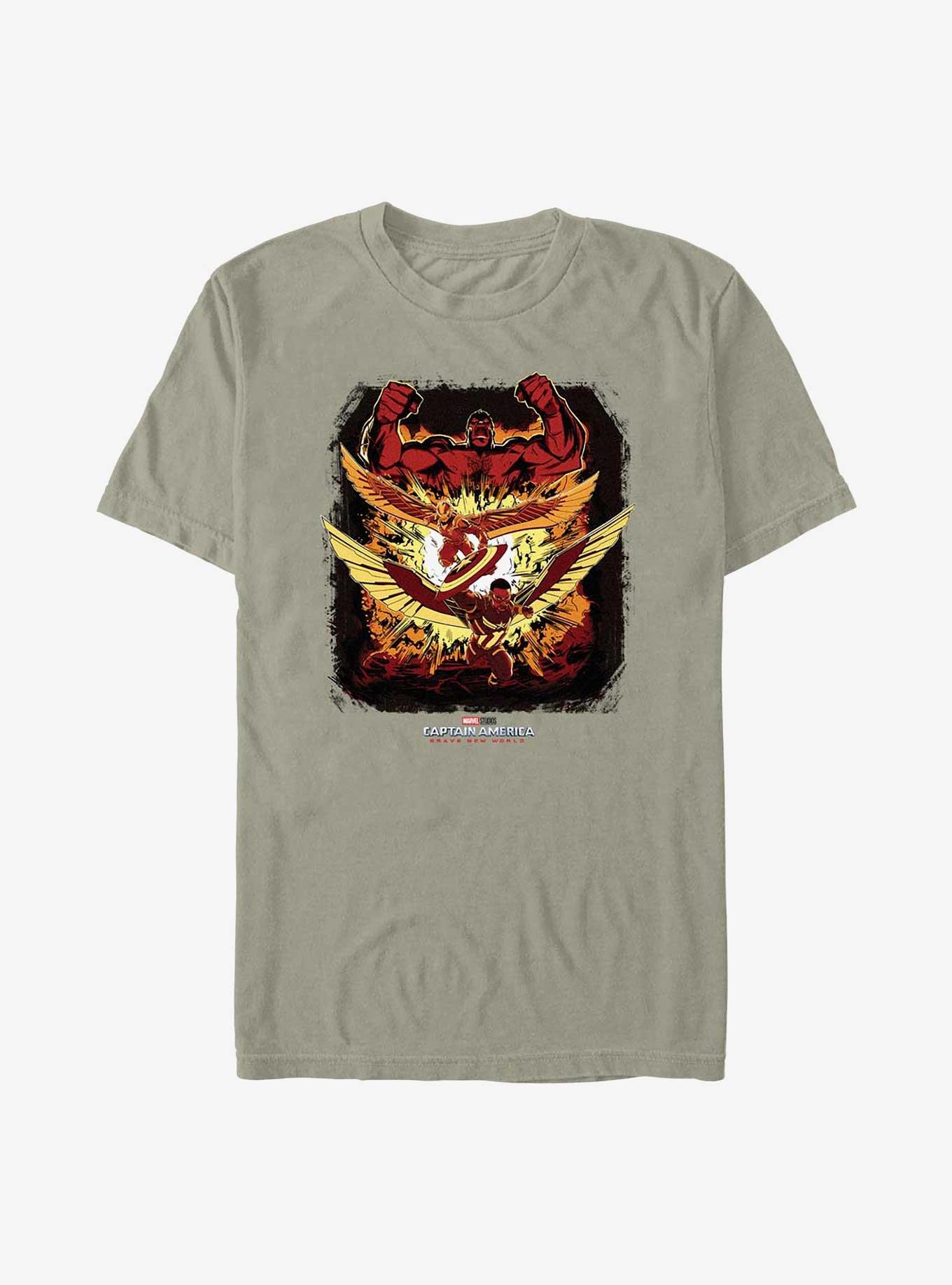 COMFORTCOLORS Captain America: Brave New World Red Hulk And Falcon Garment Dye T-Shirt