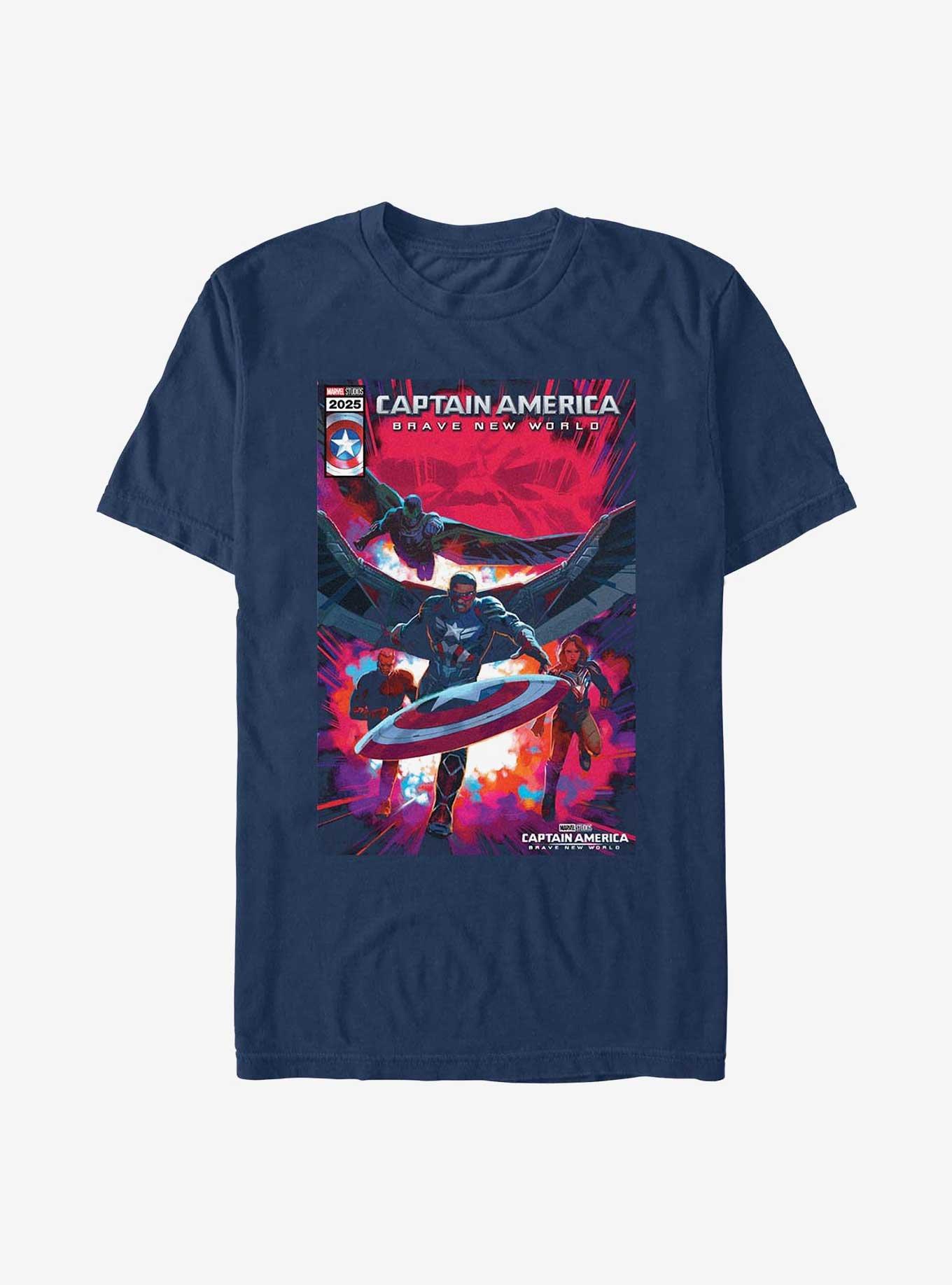 COMFORTCOLORS Captain America: Brave New World Captain America And Falcon Comic Cover Garment Dye T-Shirt