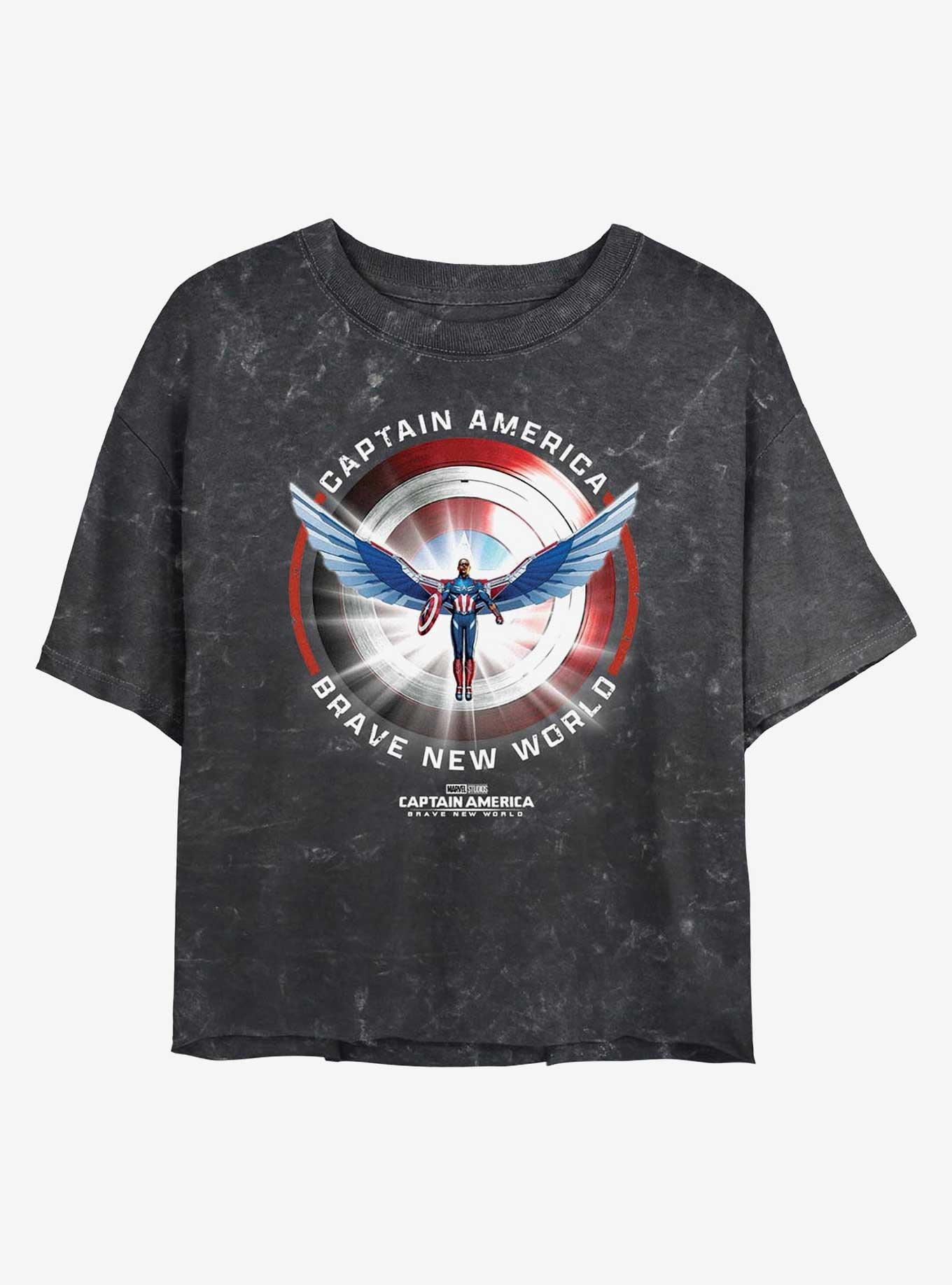 Captain America: Brave New World Captain America Shield Girls Mineral Wash Crop T-Shirt, , hi-res