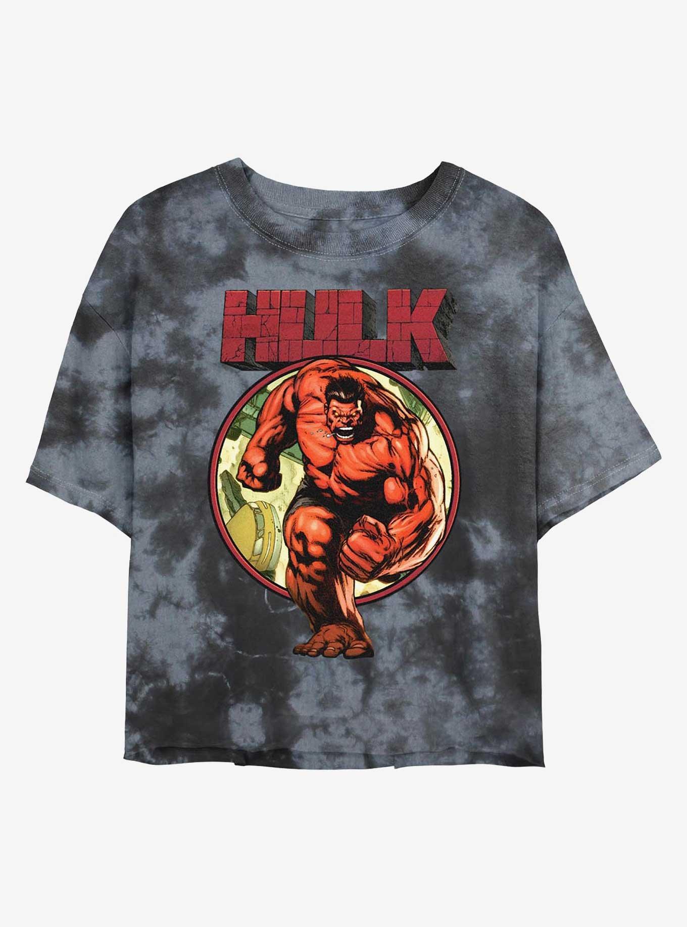 Marvel Red Hulk Run Girls Tie-Dye Crop T-Shirt, , hi-res