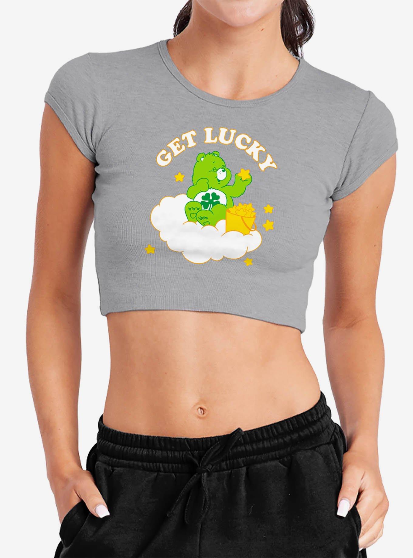 Care Bears Get Lucky Cap Sleeve Baby Rib Girls Crop Top Grey, , hi-res