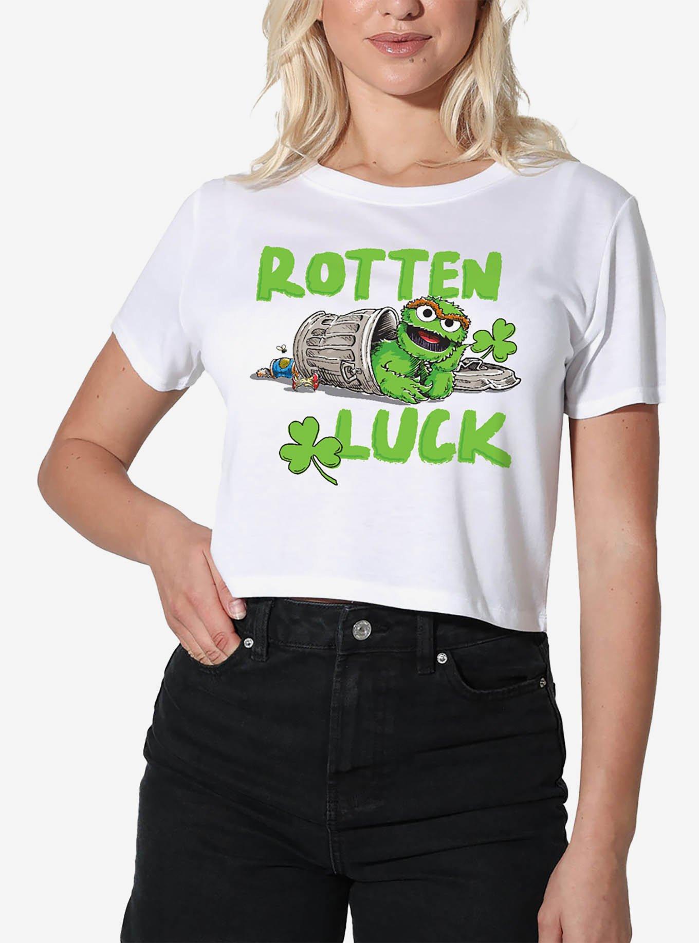 Sesame Street Oscar Rotten Luck Women's Crop Top White, , hi-res