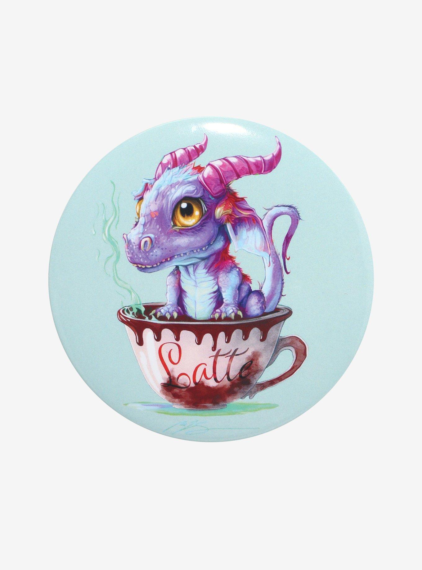 Cup O' Dragons Latte With Eugene 3 Inch Button By Ruth Thompson, , hi-res