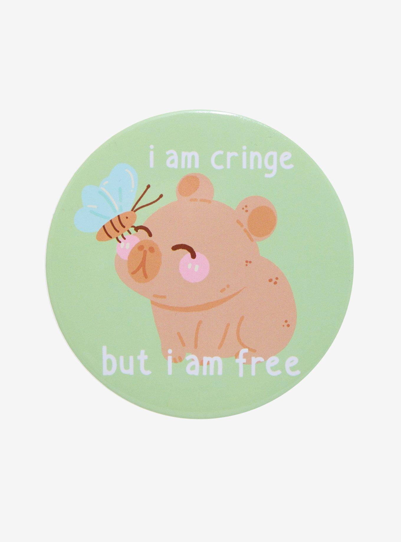 Capybara Cringe But Free 3 Inch Button, , hi-res