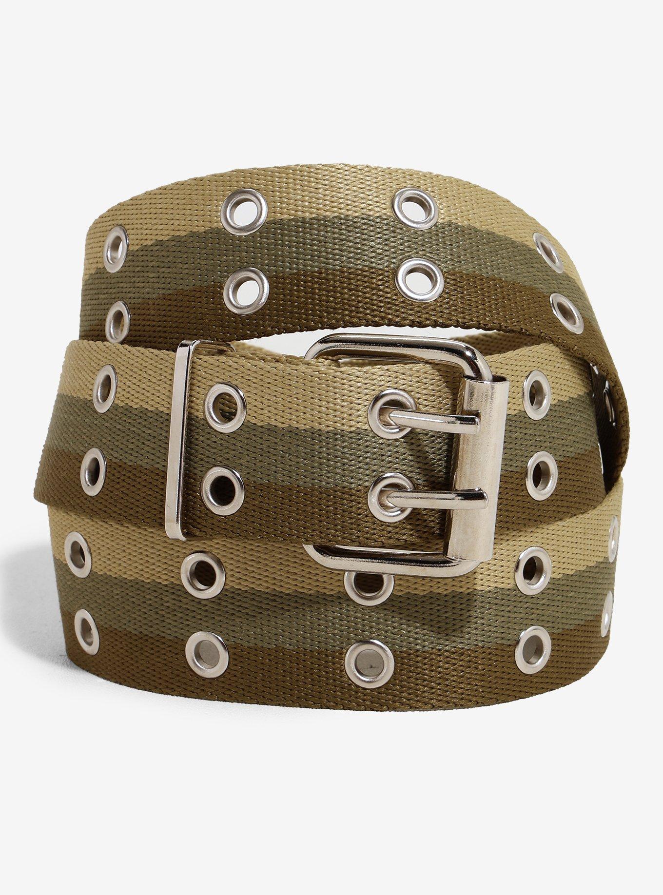 Green Stripe Grommet Belt, , hi-res
