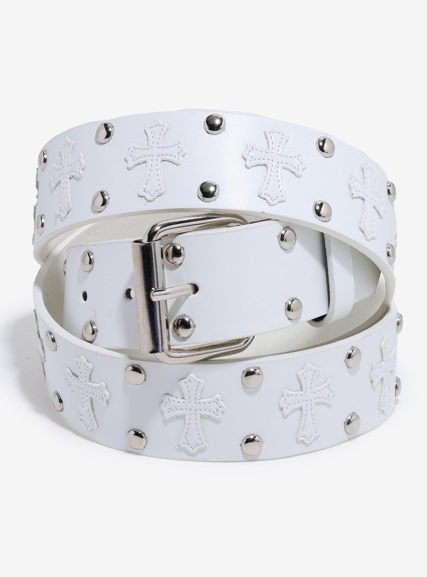 White Cross Stud Belt, , hi-res
