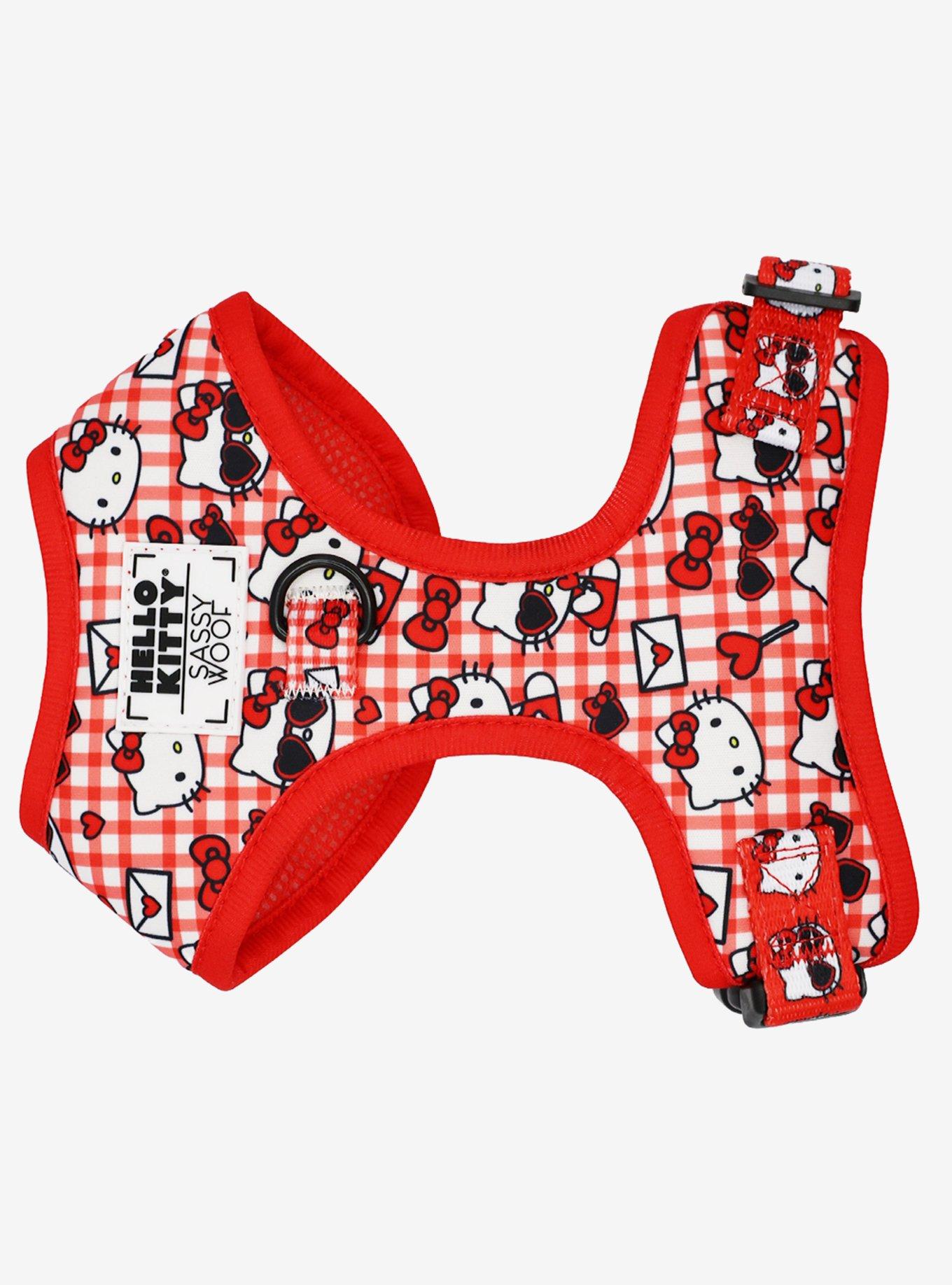 Sassy Woof Sanrio Hello Kitty Gingham Medium Dog Harness, , hi-res