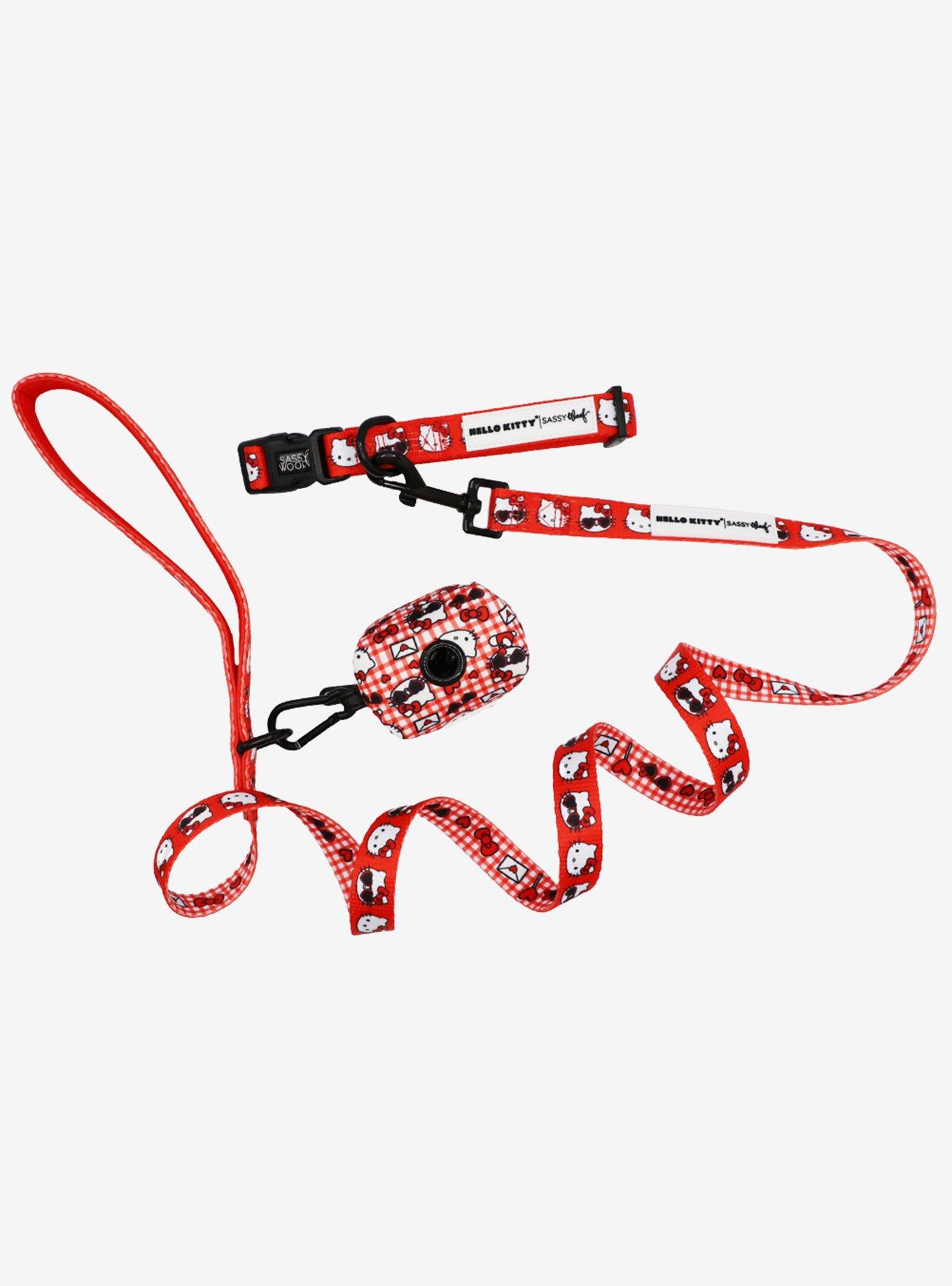 Sassy Woof Sanrio Hello Kitty Gingham Icons Allover Print Reversible Dog Leash, , hi-res