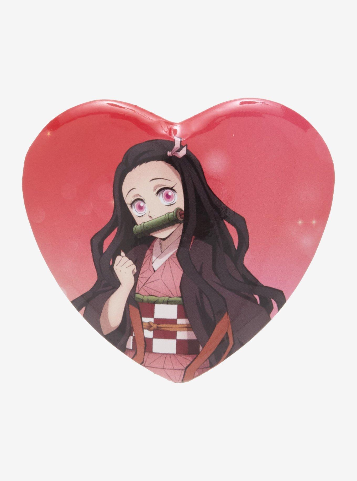 Demon Slayer: Kimetsu no Yaiba Nezuko Heart Button Pin, , hi-res