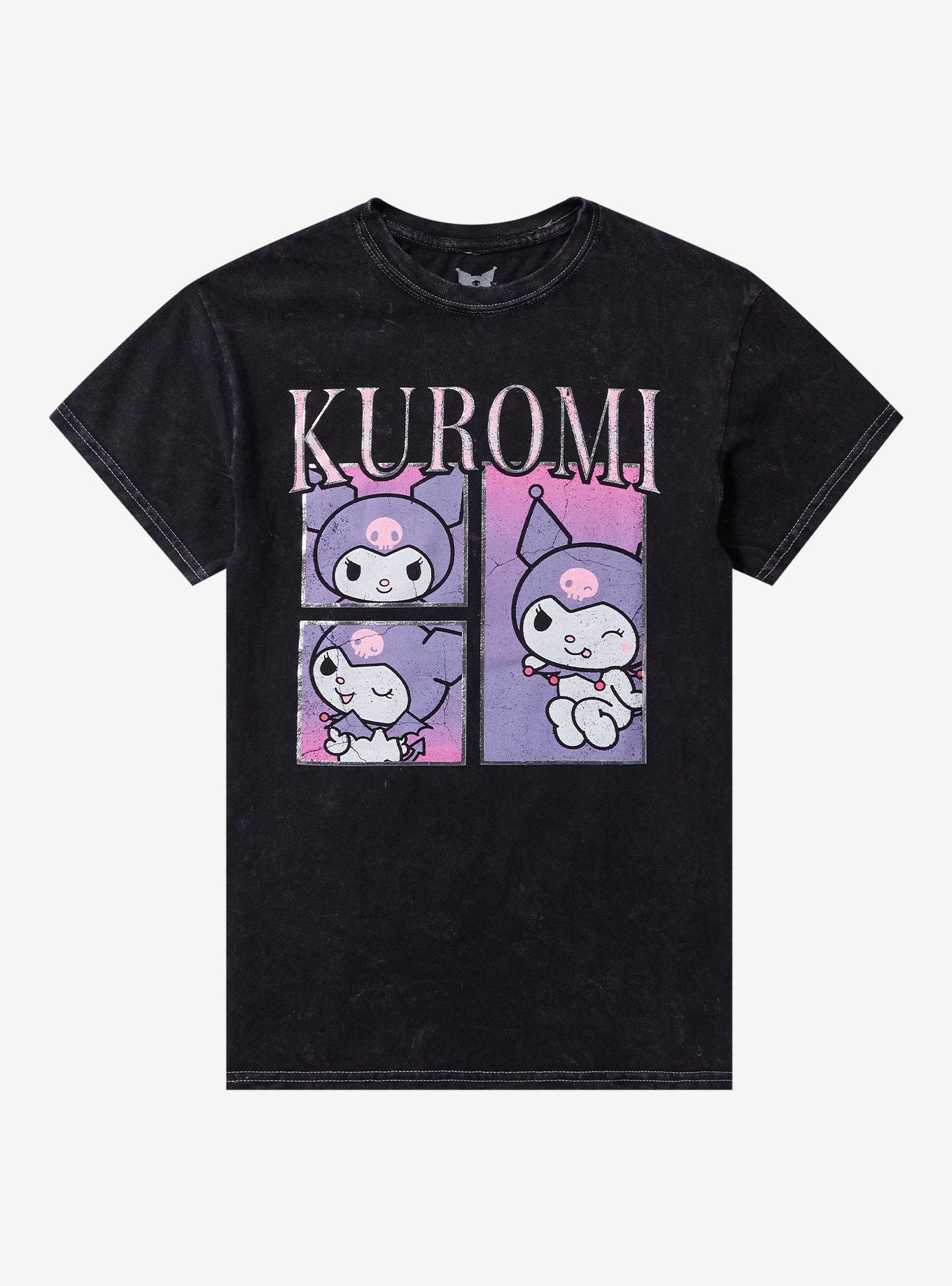 Kuromi Faded Print Foil Girls T-Shirt, , hi-res