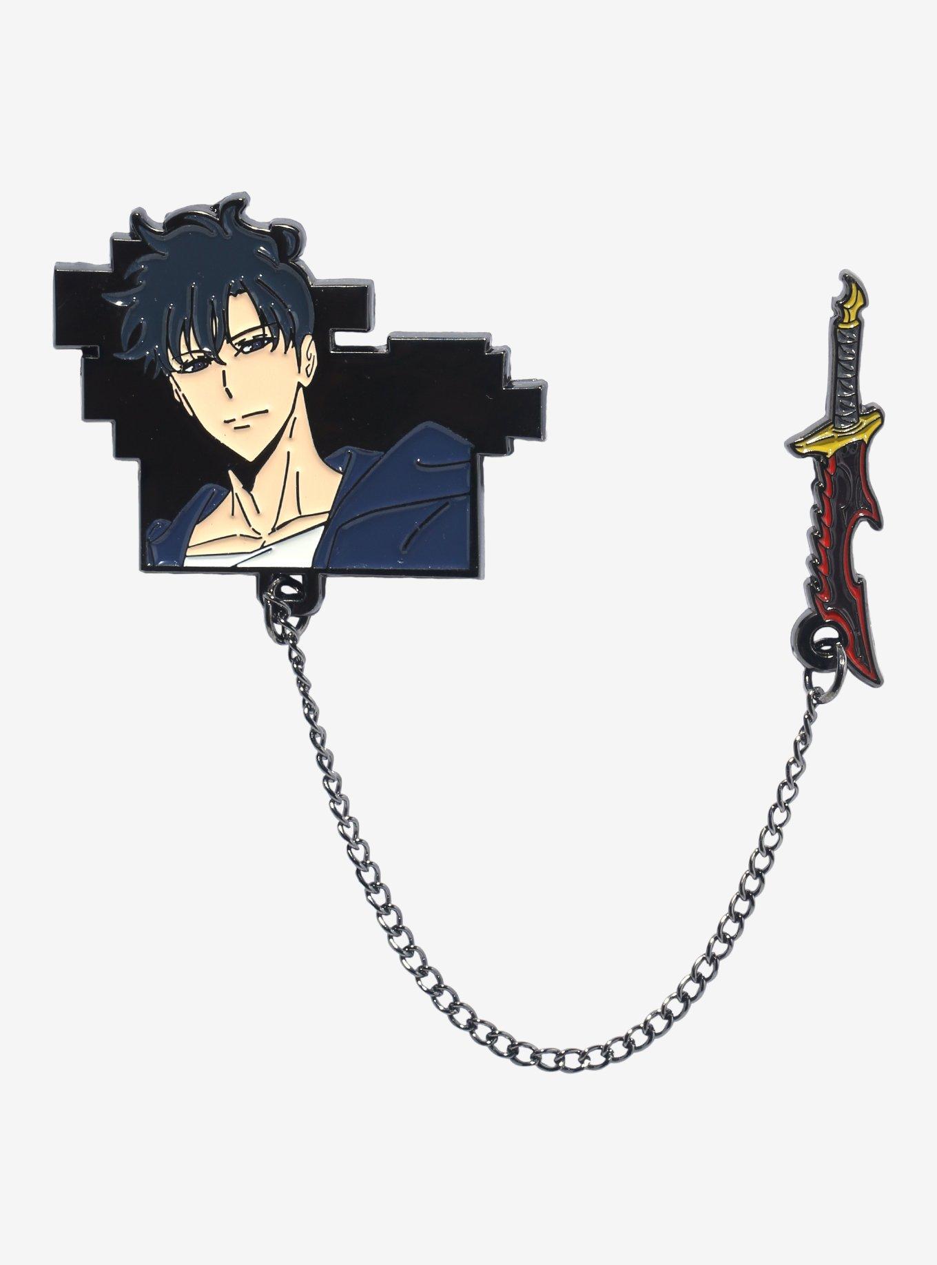Solo Leveling Sung Jinwoo & Weapon Chain Enamel Pin, , hi-res