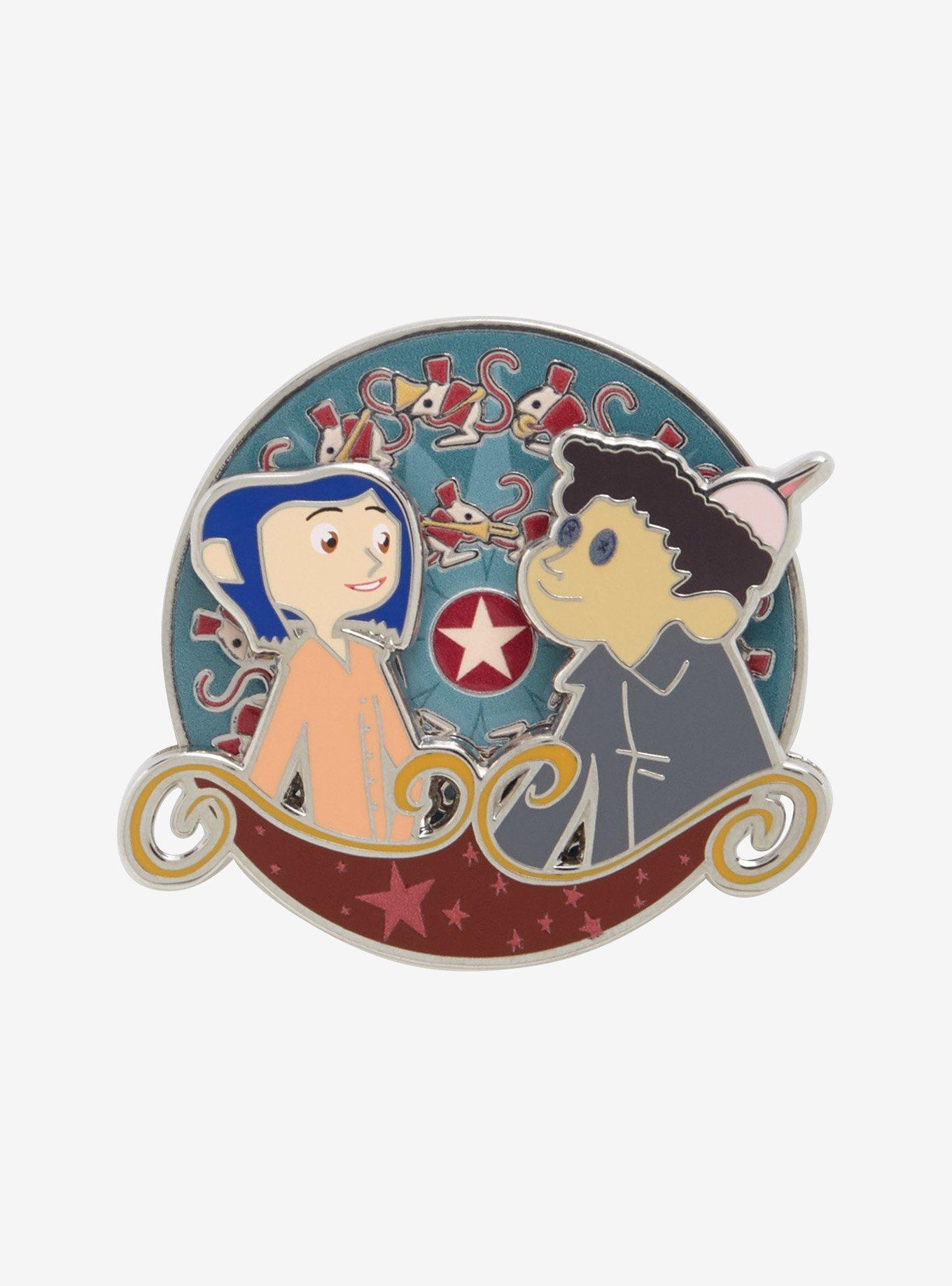 Coraline Wybie & Coraline Circus Spinning Enamel Pin — BoxLunch Exclusive, , hi-res