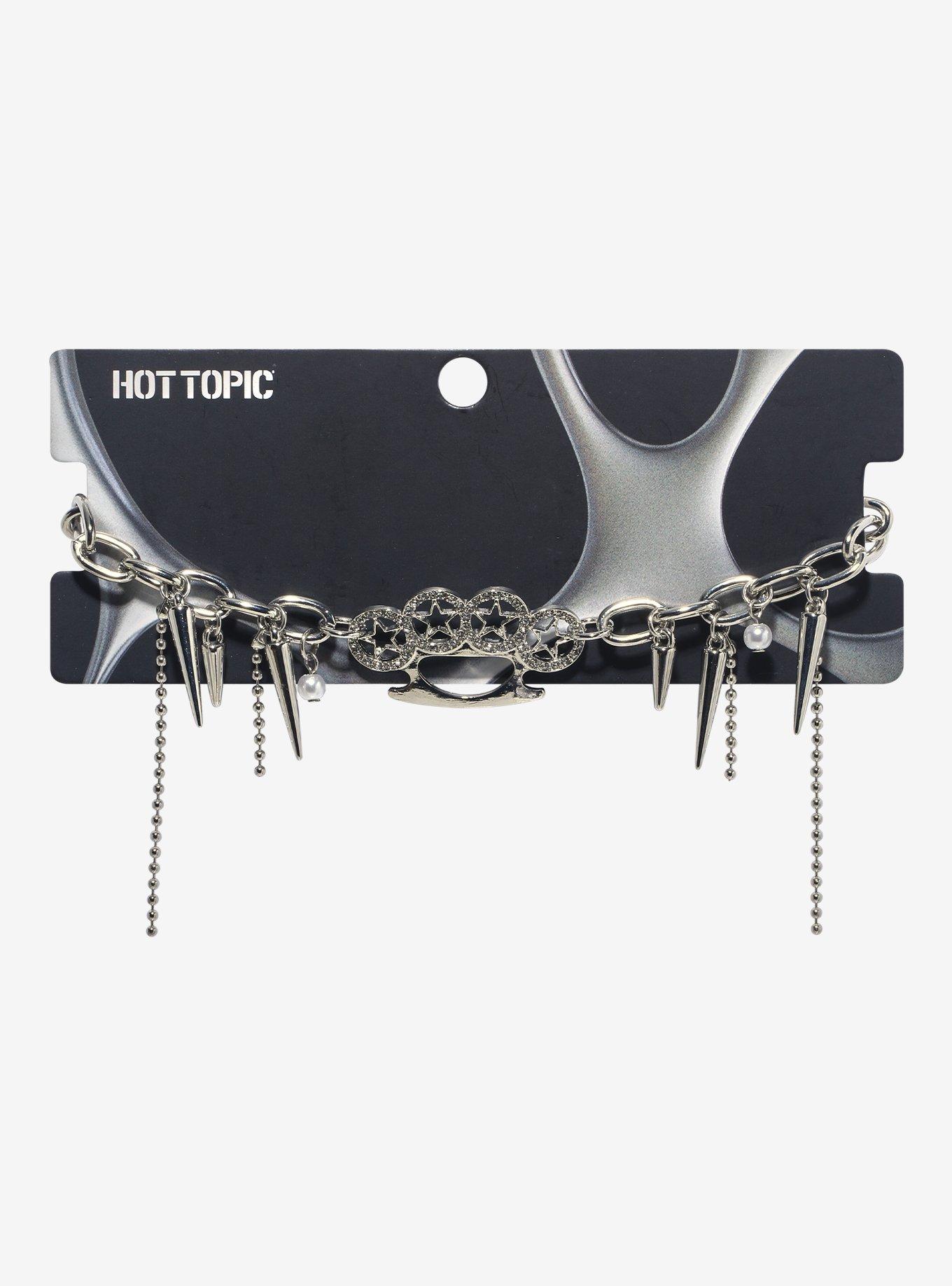 Brass Knuckles Spike Chain Choker, , hi-res