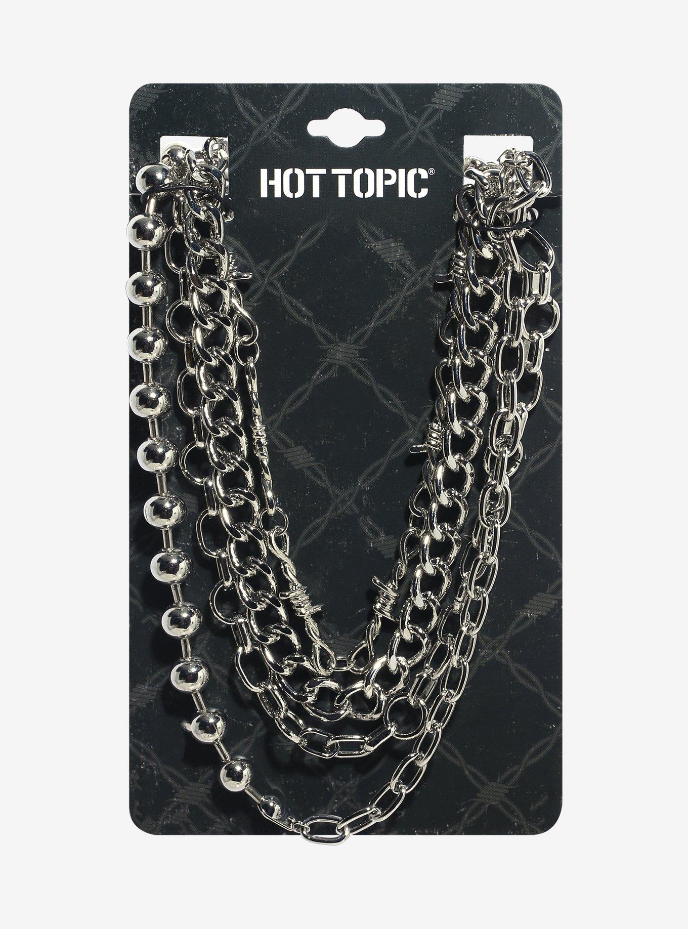 Layered Chain Barbed Wire Necklace, , hi-res