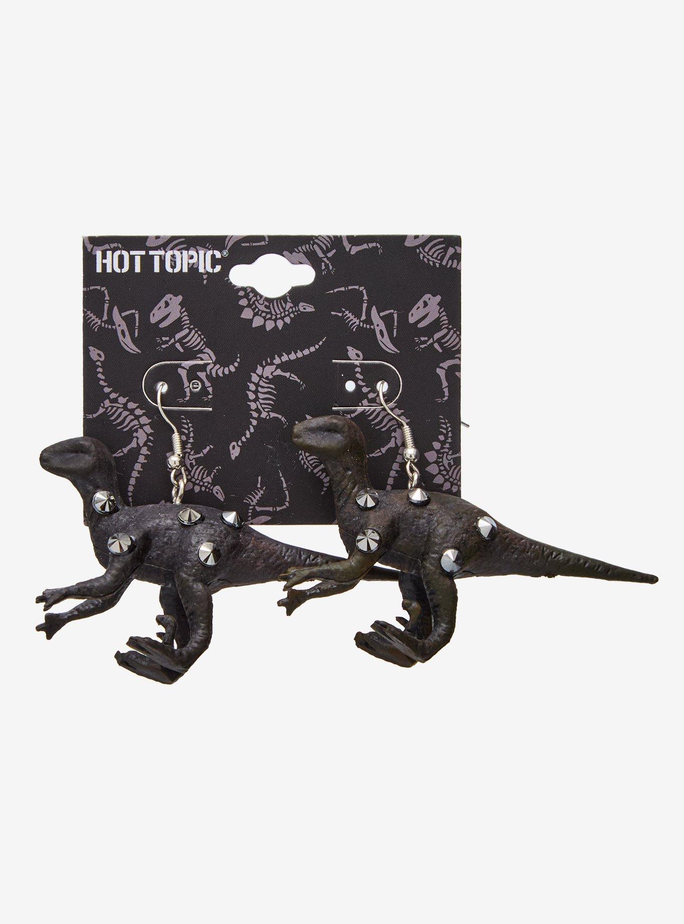 Black Dinosaur Spikes Figural Earrings, , hi-res