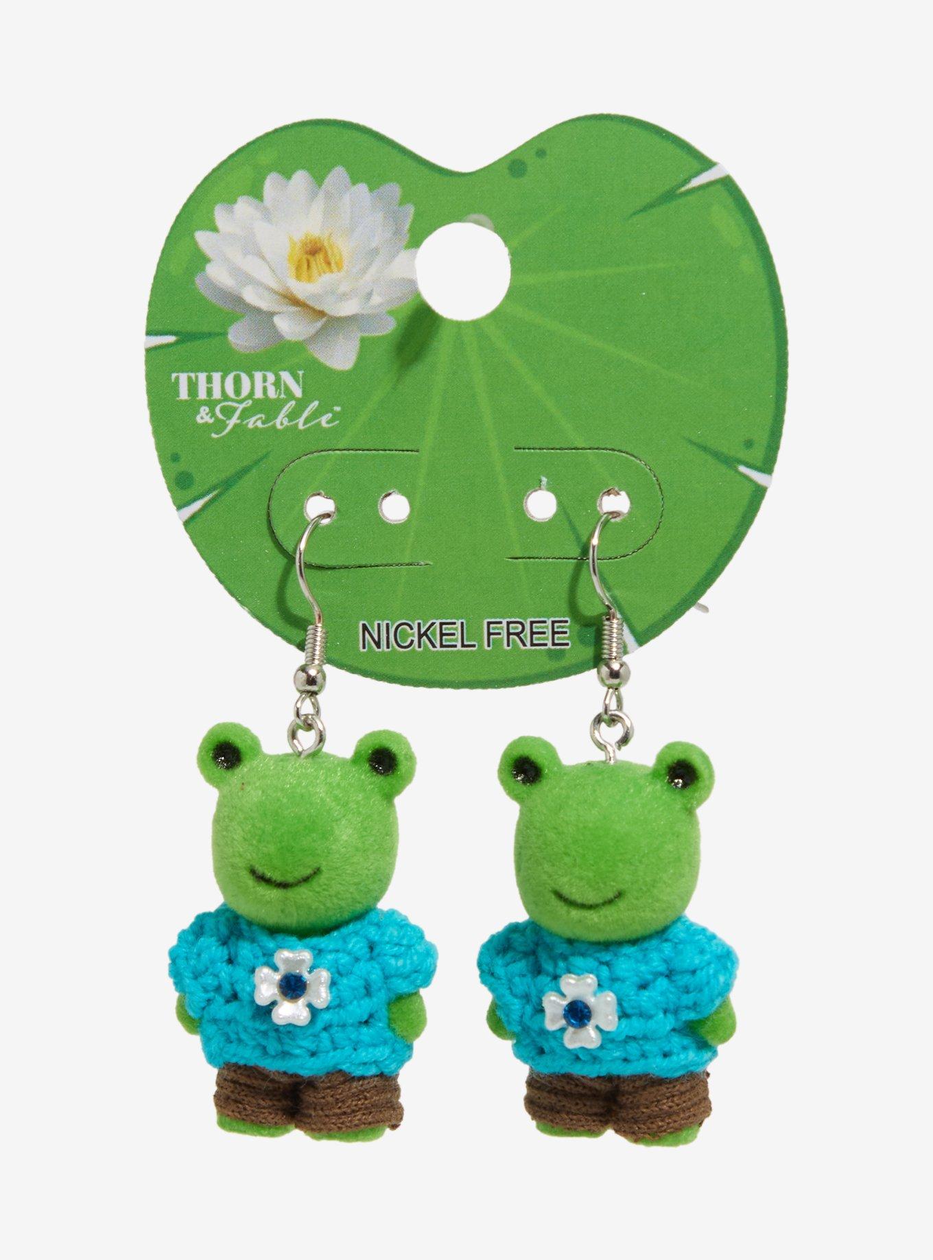 Thorn & Fable Sweater Frog Figural Earrings, , hi-res