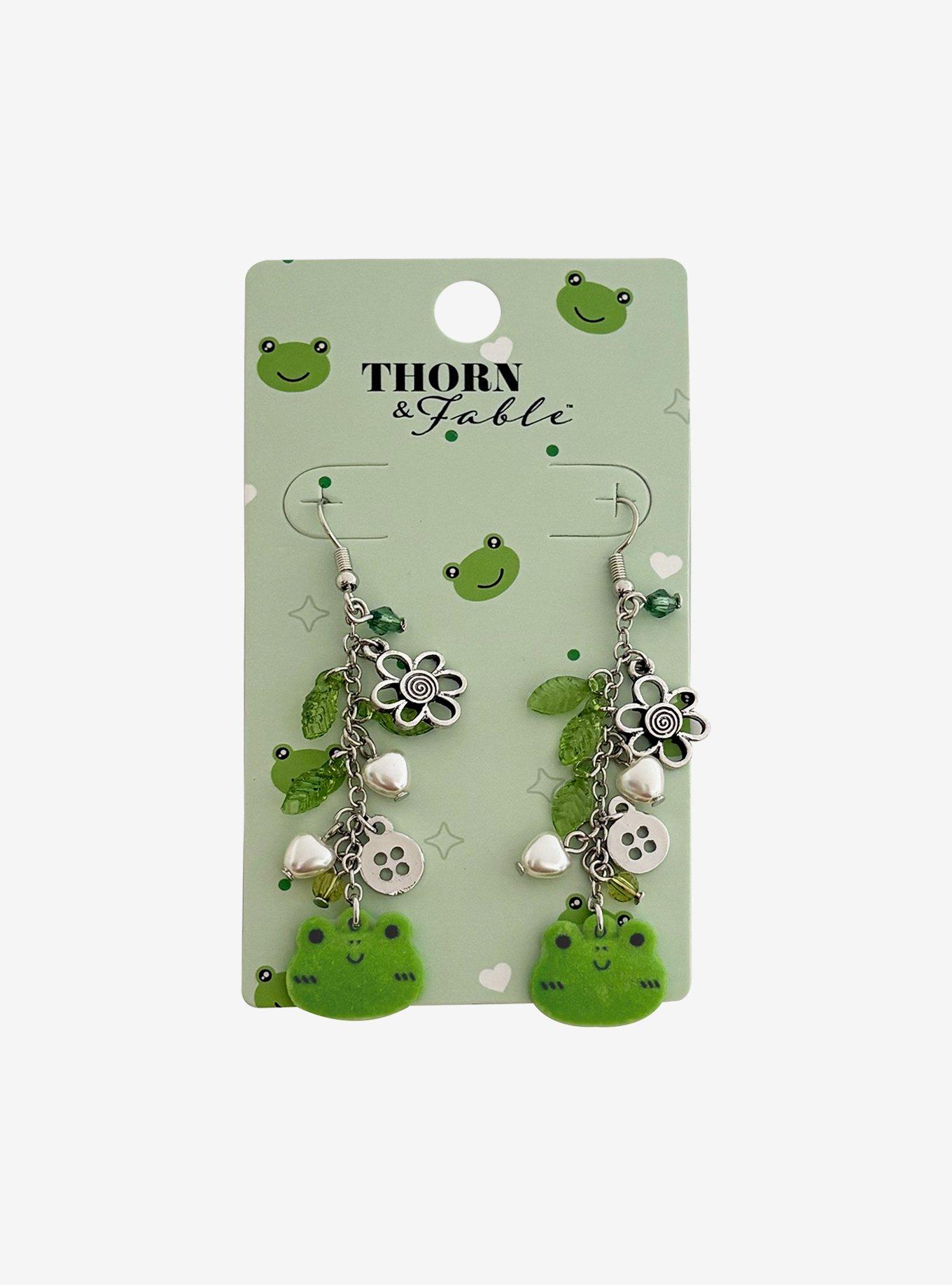 Thorn & Fable Happy Frog Drop Earrings, , hi-res