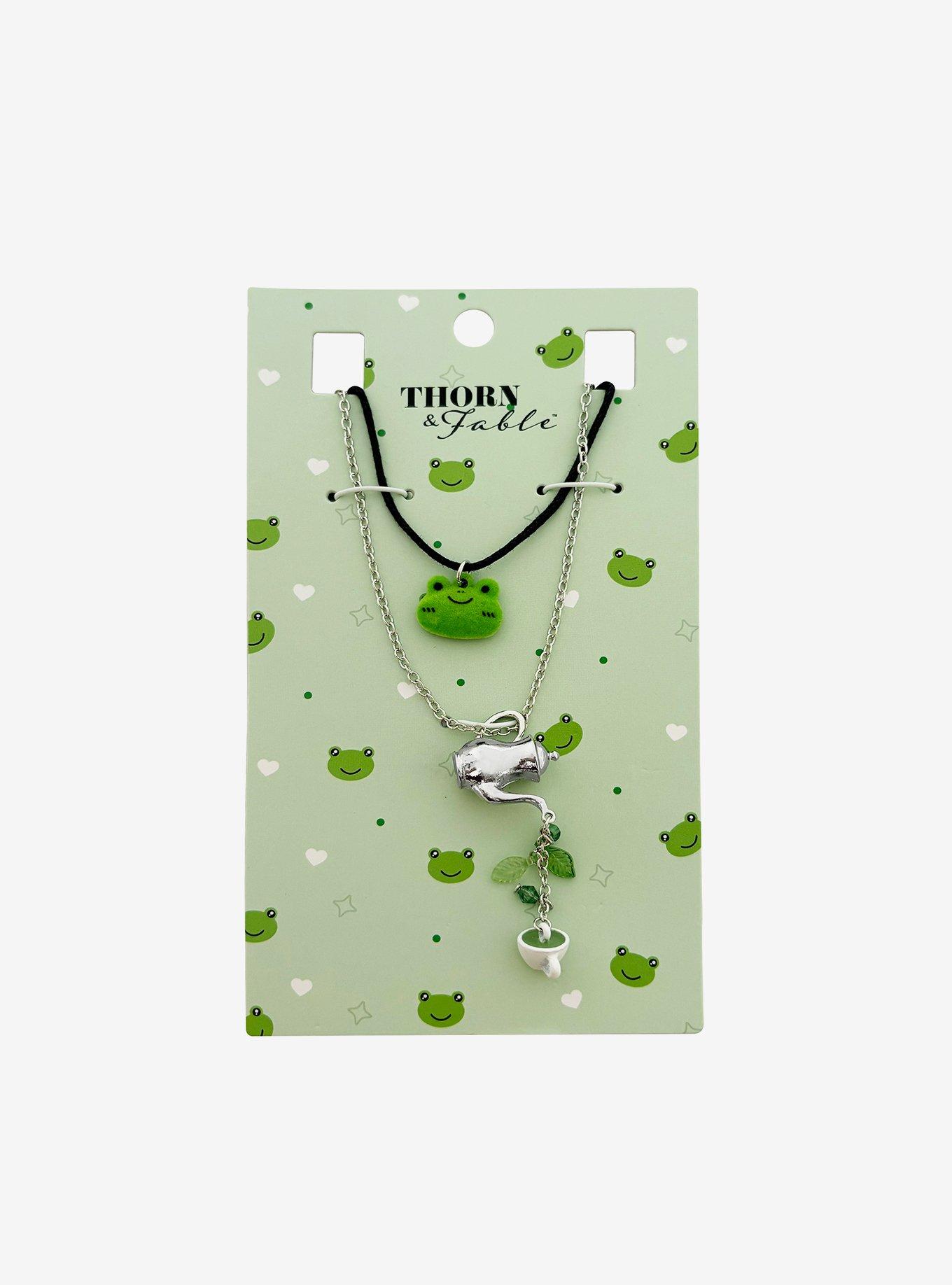 Thorn & Fable Frog Tea Leaves Necklace Set, , hi-res