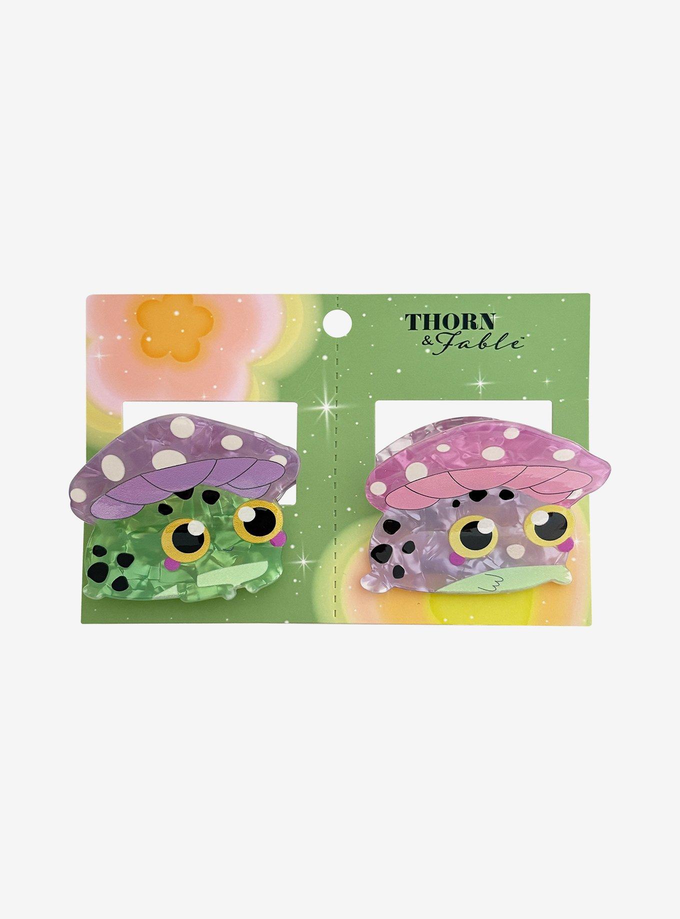Thorn & Fable Mushroom Frog Best Friend Claw Hair Clip Set, , hi-res