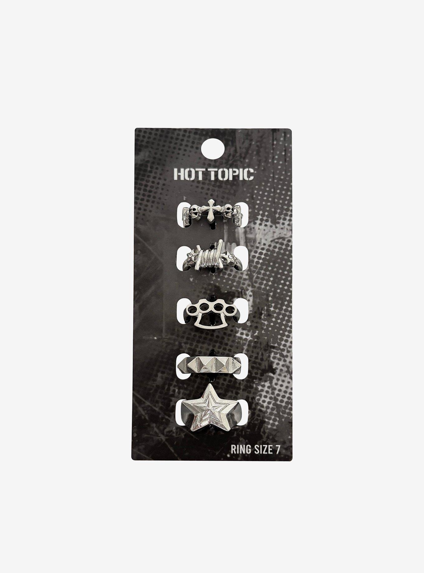 Punk Cross Star Barbed Wire Ring Set, , hi-res