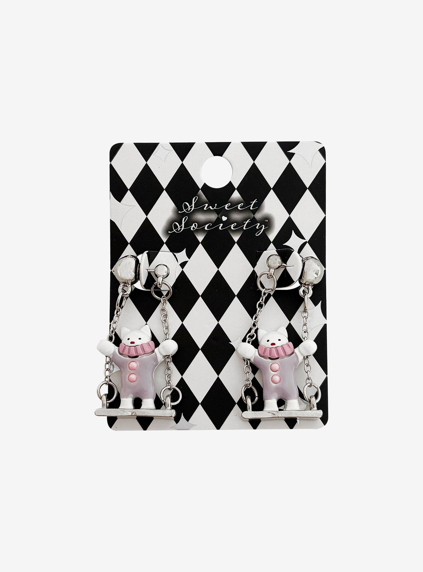 Sweet Society Swinging Clown Cat Drop Earrings, , hi-res
