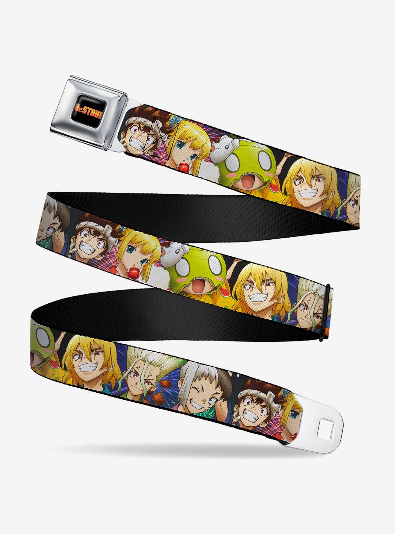 Dr. Stone Character Group Faces Close Up Seatbelt Buckle Belt, , hi-res