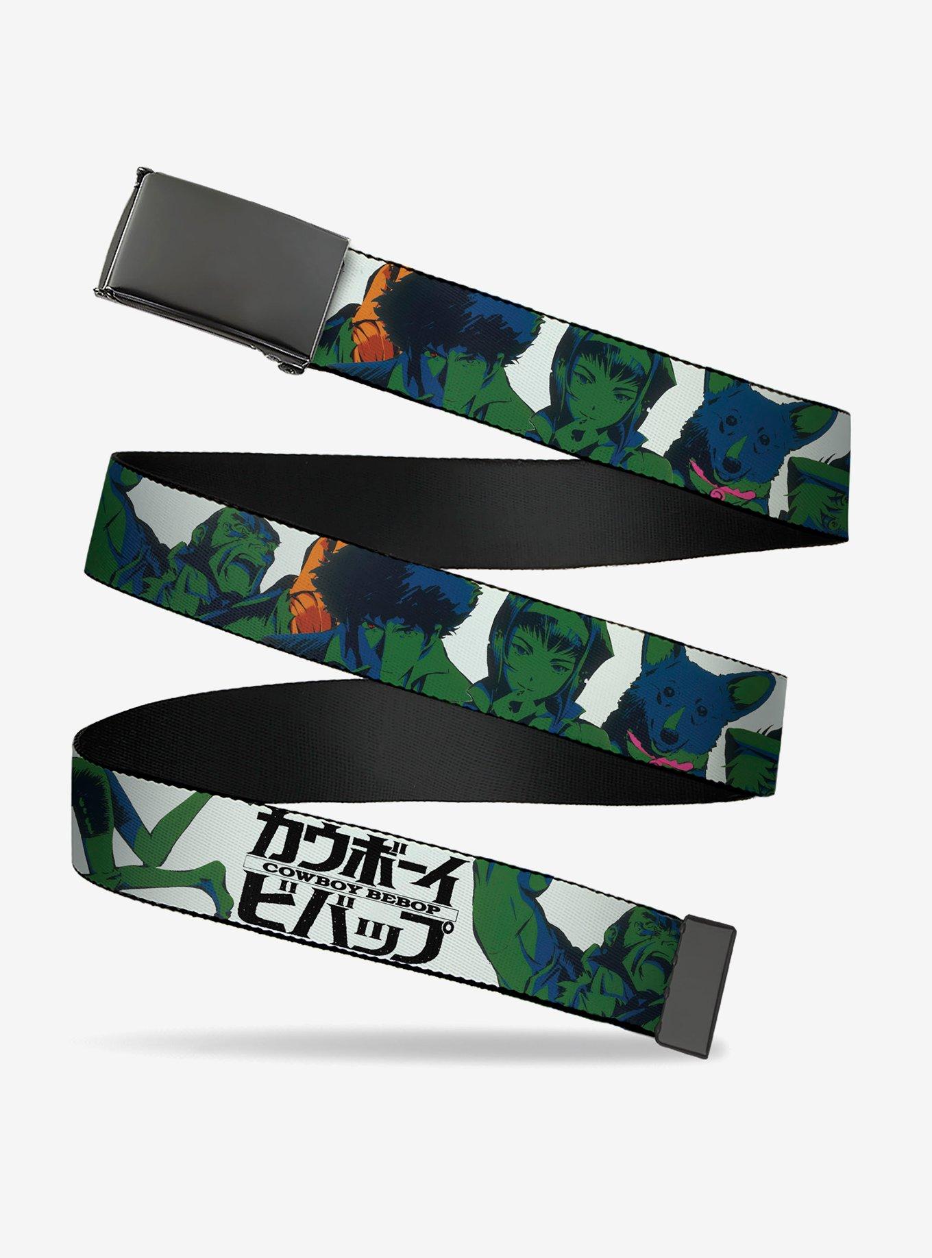 Cowboy Bebop Crew Group Pose & Logo White Black Flip Web Belt, , hi-res