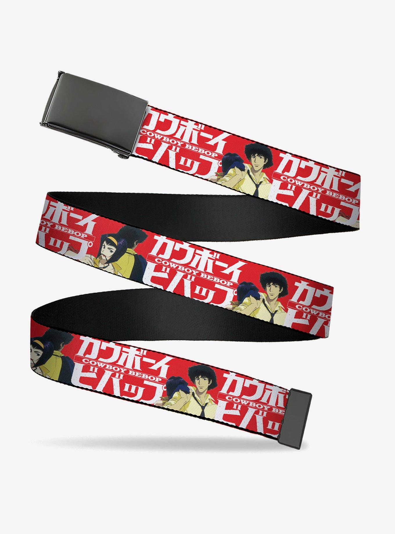 Cowboy Bebop Spike & Faye Back to Back & Logo Red White Flip Web Belt, , hi-res