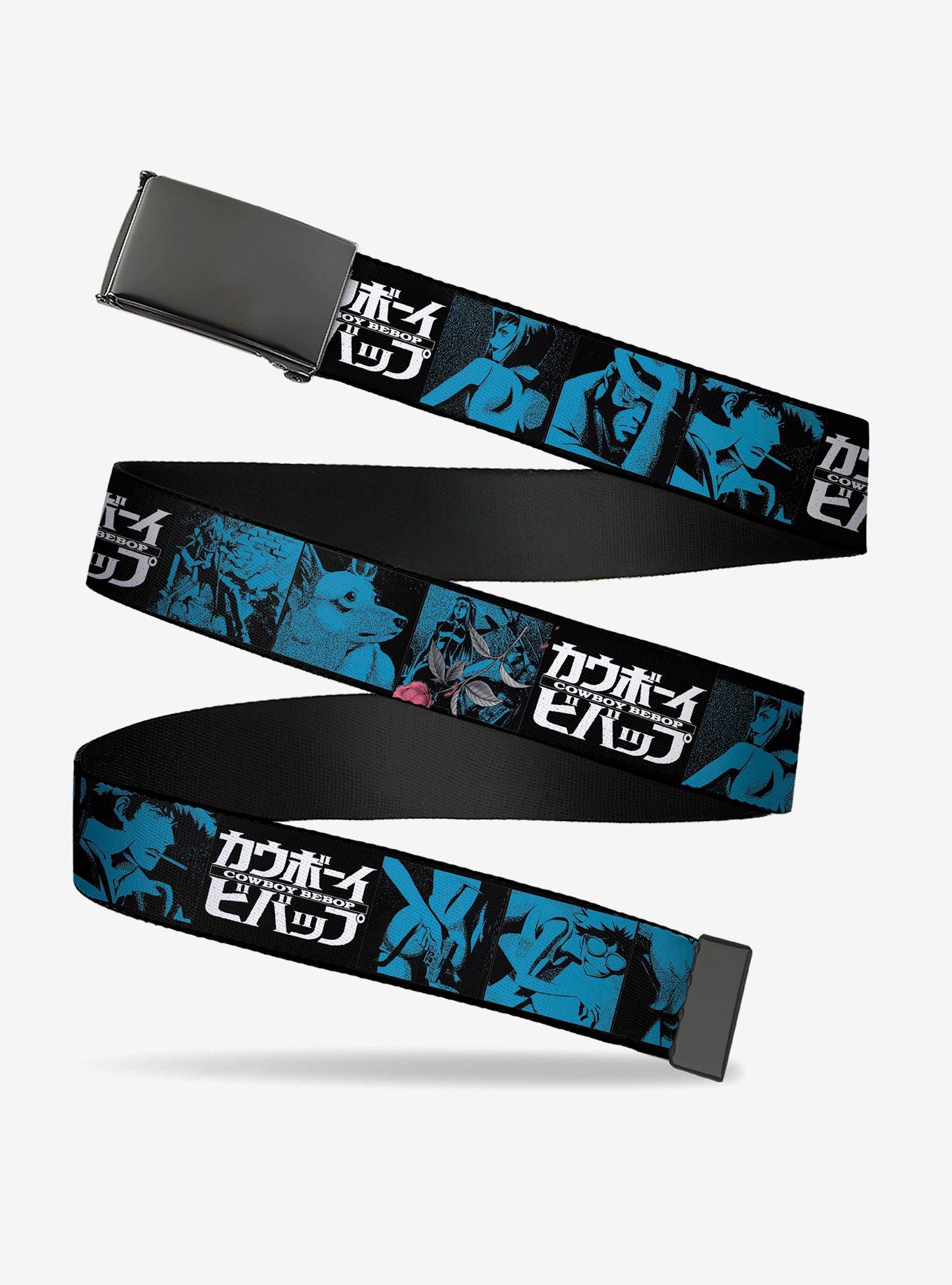 Cowboy Bebop Title Logo & Character Blocks Black Blues Flip Web Belt, , hi-res