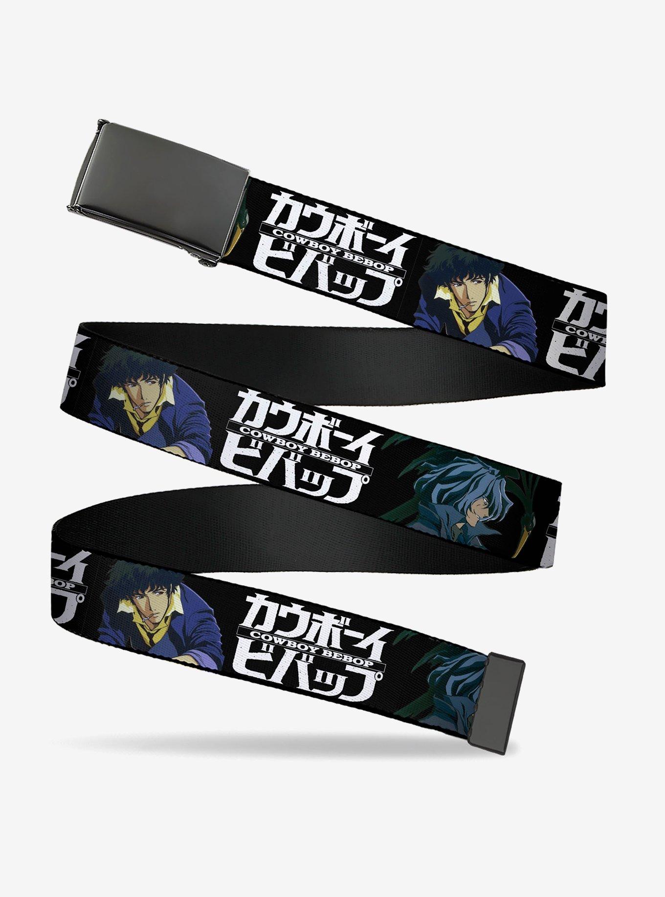 Cowboy Bebop Spike & Vicious Pose & Logo Black Blues Flip Web Belt, , hi-res