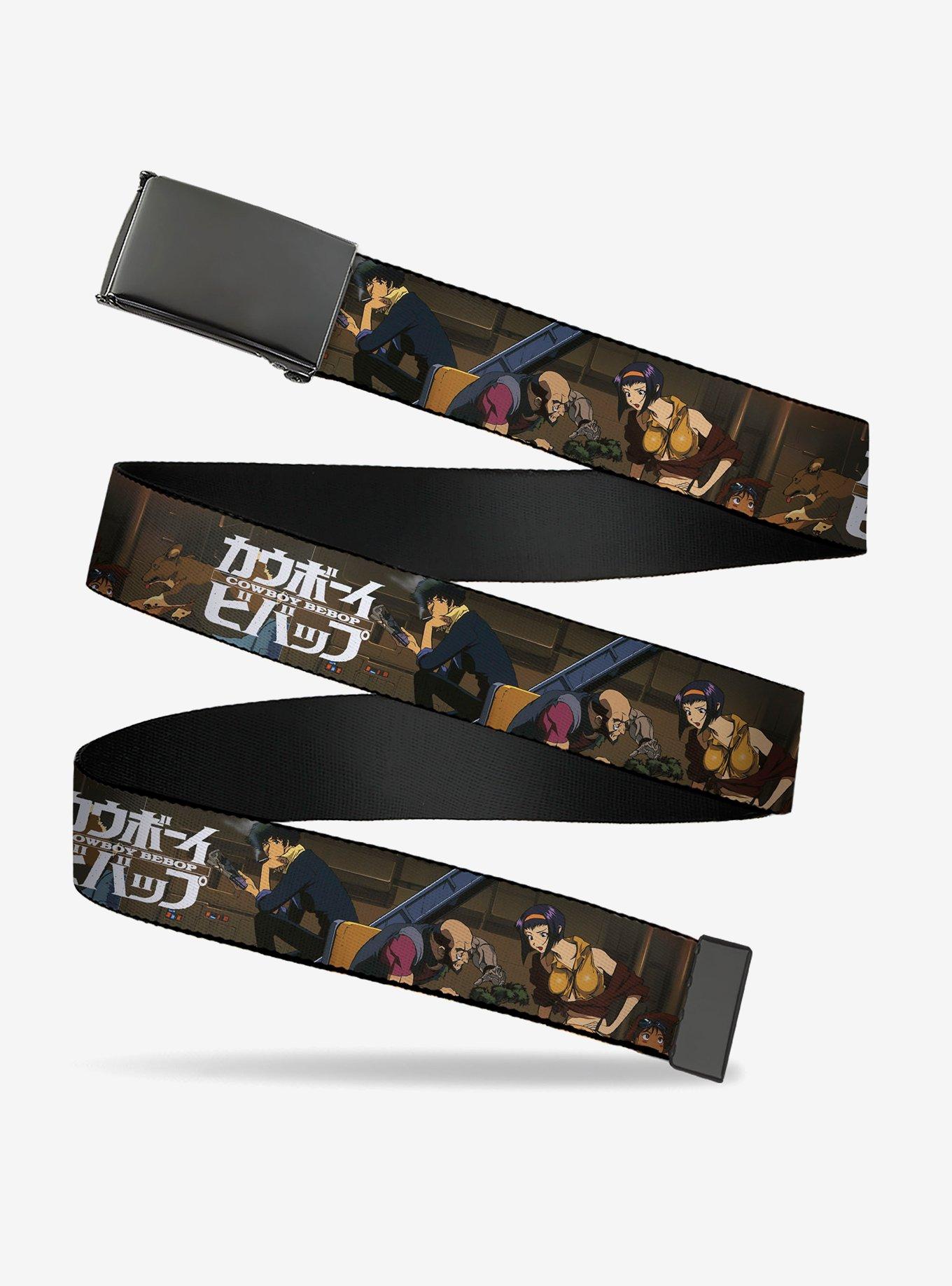 Cowboy Bebop Jet Black & Crew Bonsai Tree Scene & Logo Flip Web Belt, , hi-res