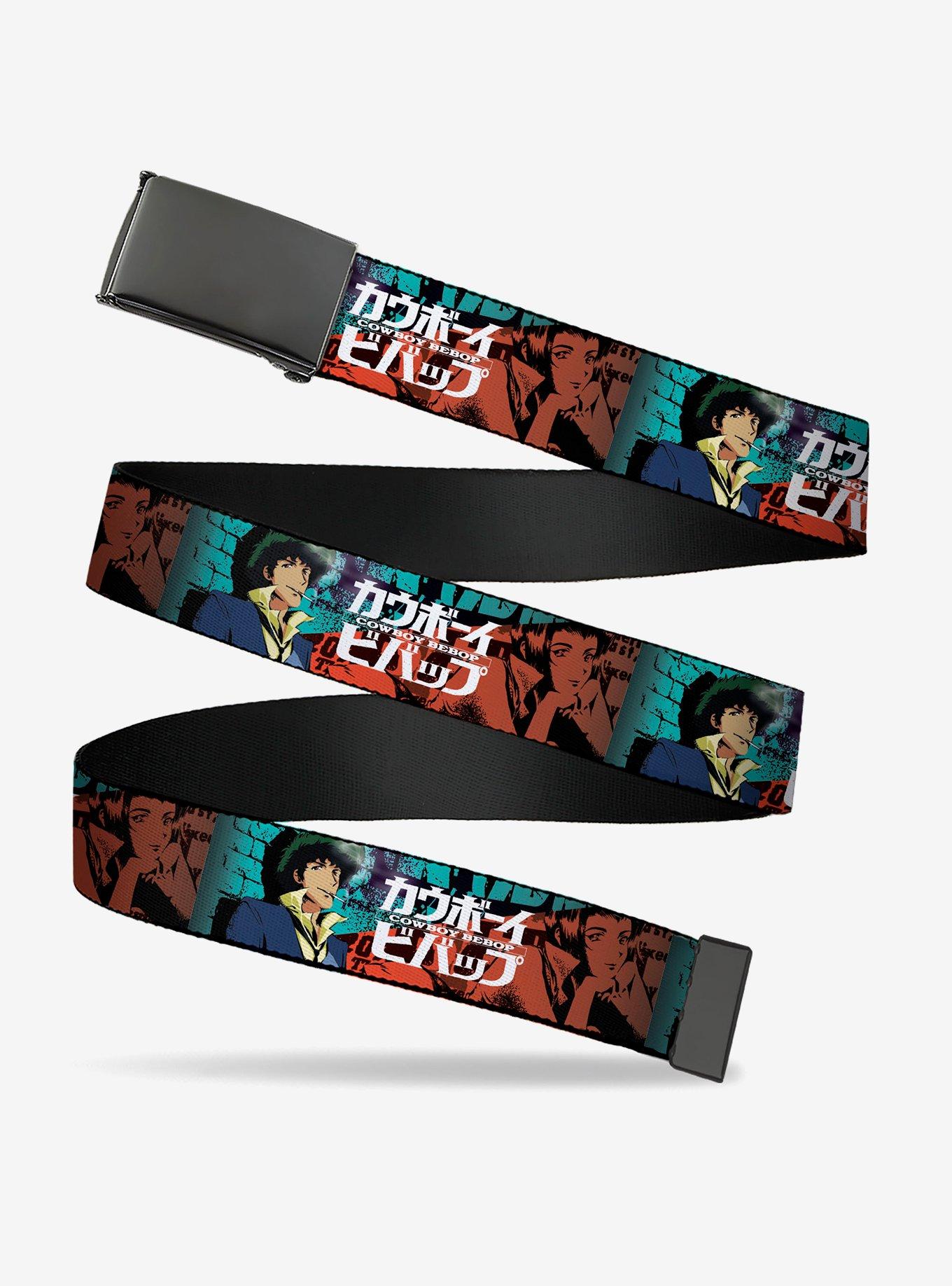 Cowboy Bebop Spike & Faye Brick Pose & Logo Blues Reds Flip Web Belt, , hi-res